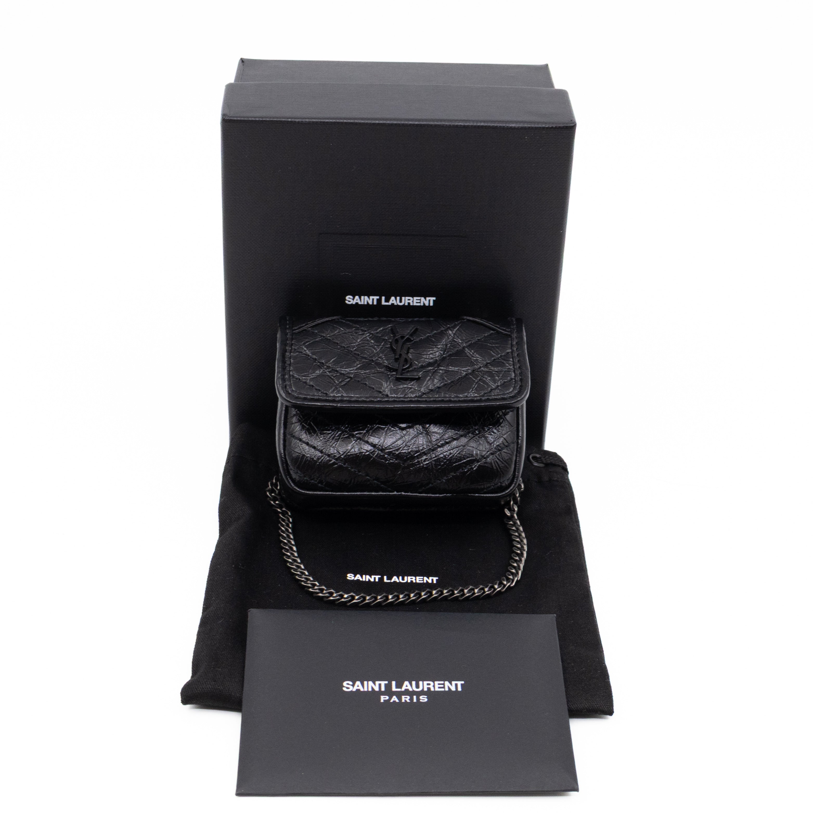 Niki Airpod Case Black Crinkled Leather
