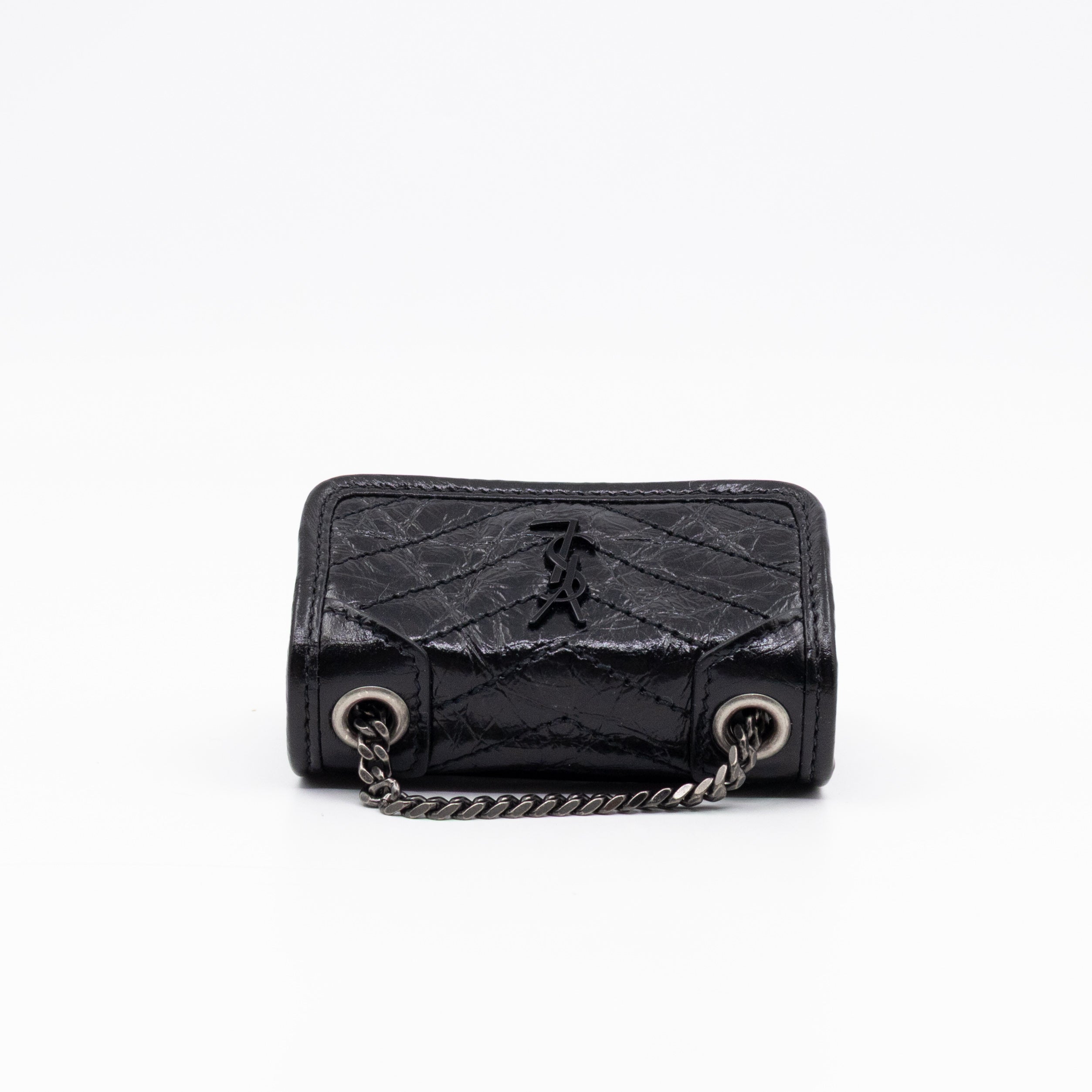 Niki Airpod Case Black Crinkled Leather