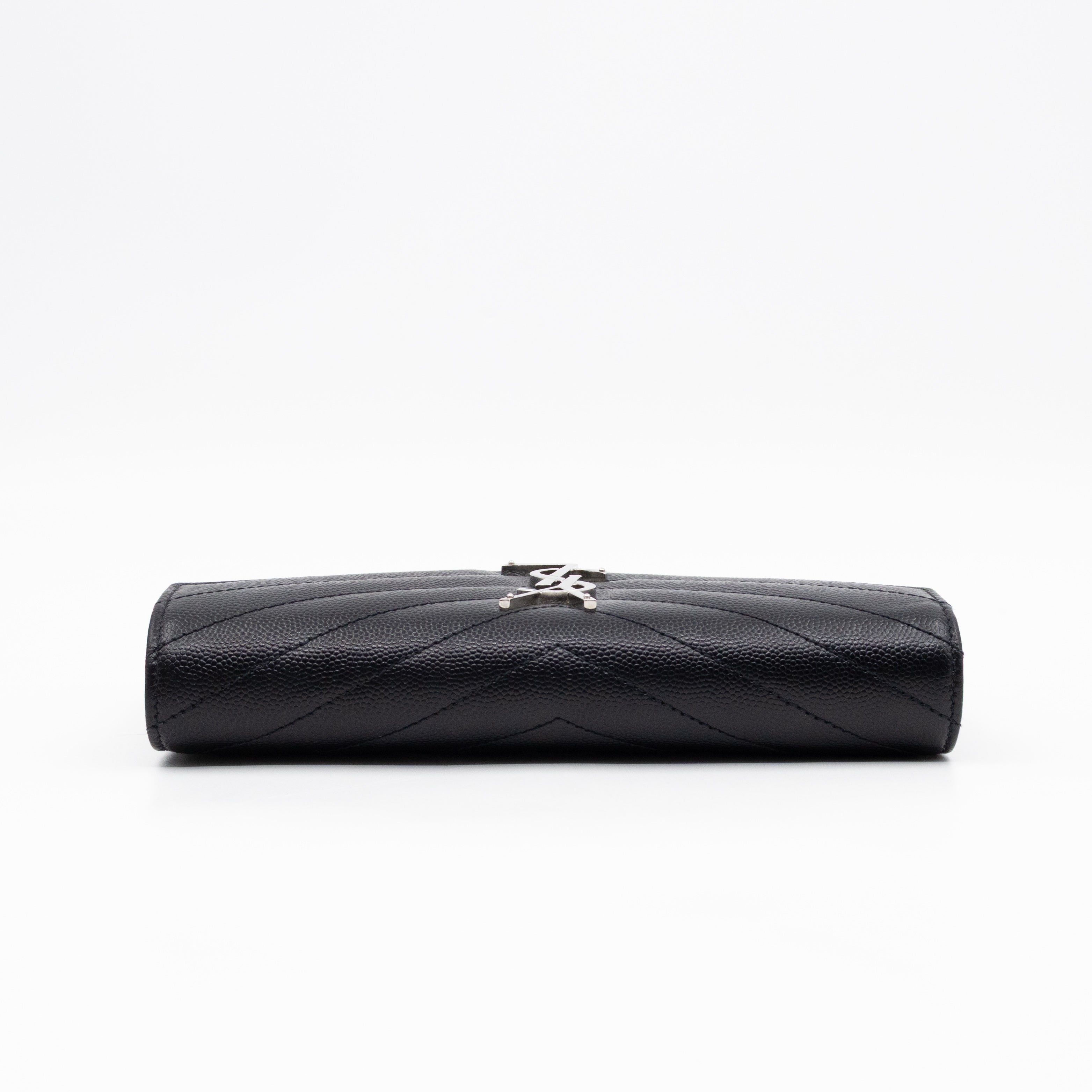 Cassandre Envelope Flap Wallet Black Grained Leather