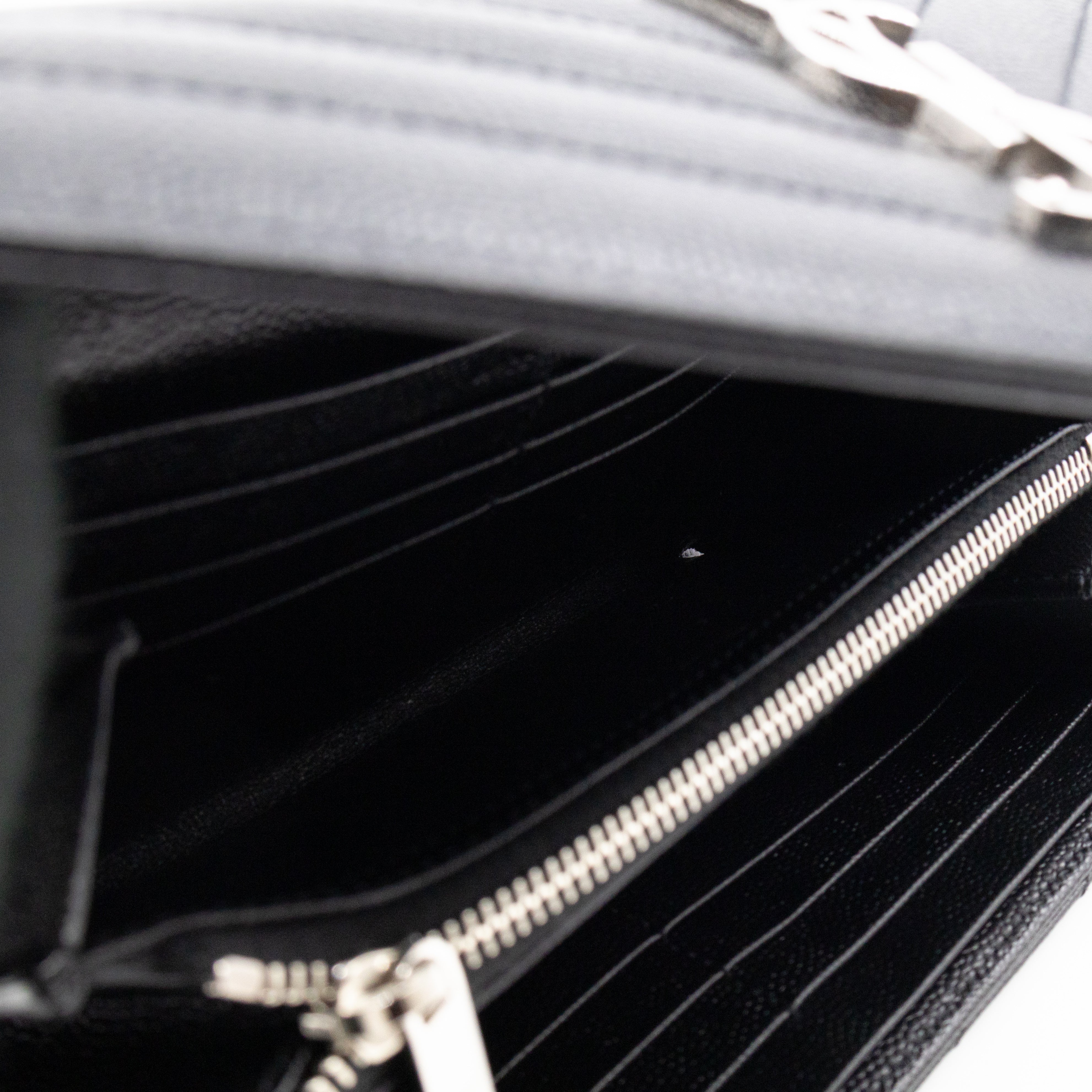 Cassandre Envelope Flap Wallet Black Grained Leather