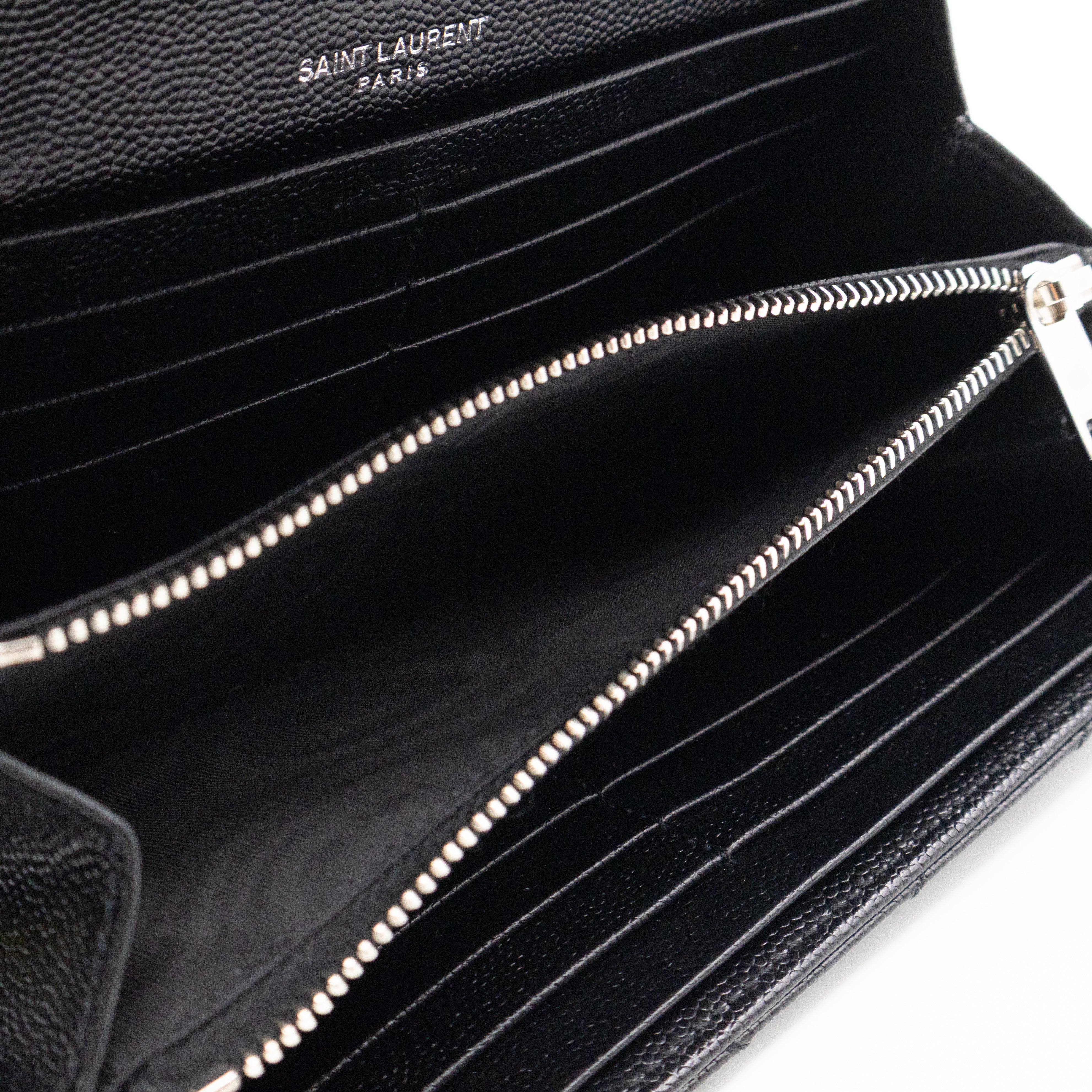 Cassandre Envelope Flap Wallet Black Grained Leather