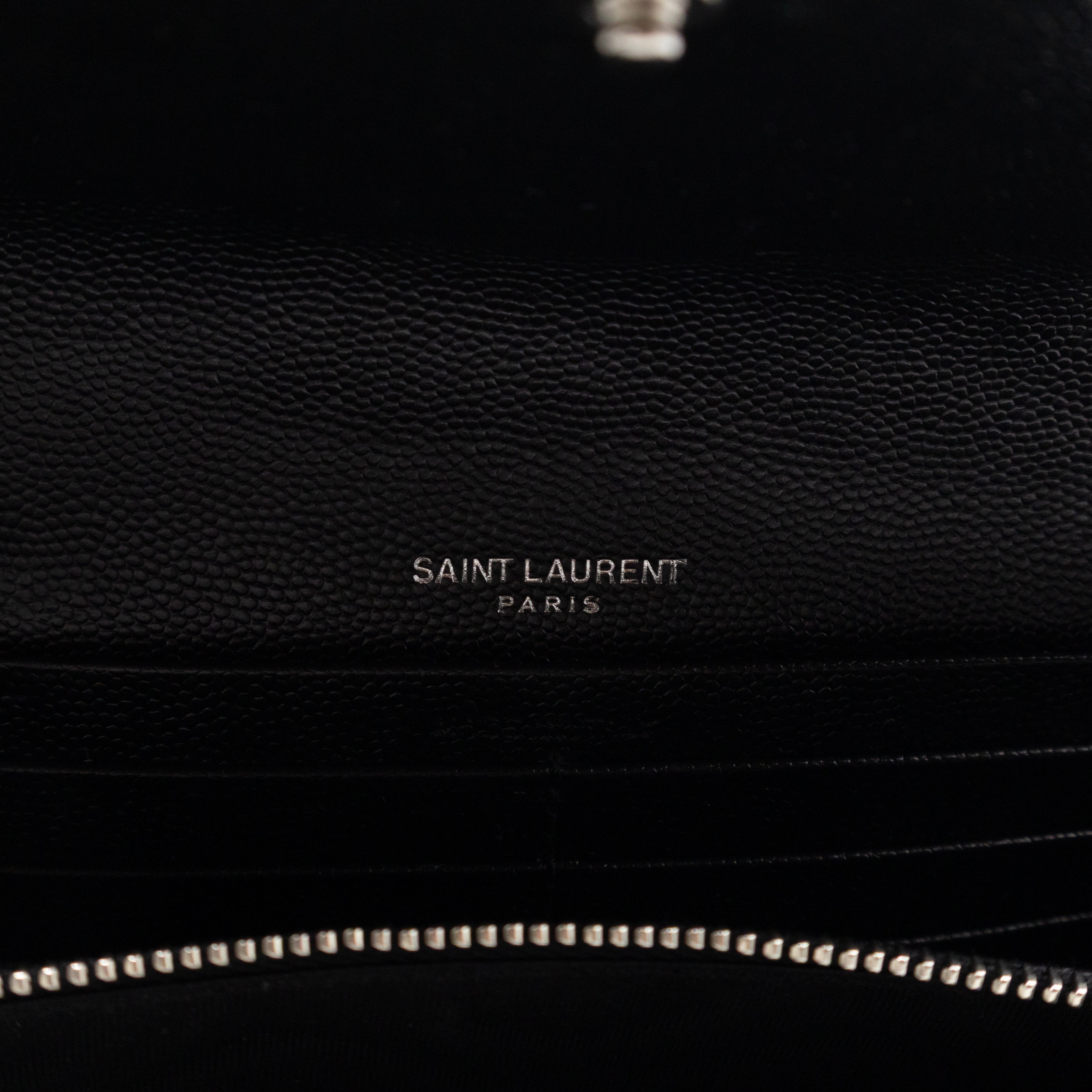 Cassandre Envelope Flap Wallet Black Grained Leather