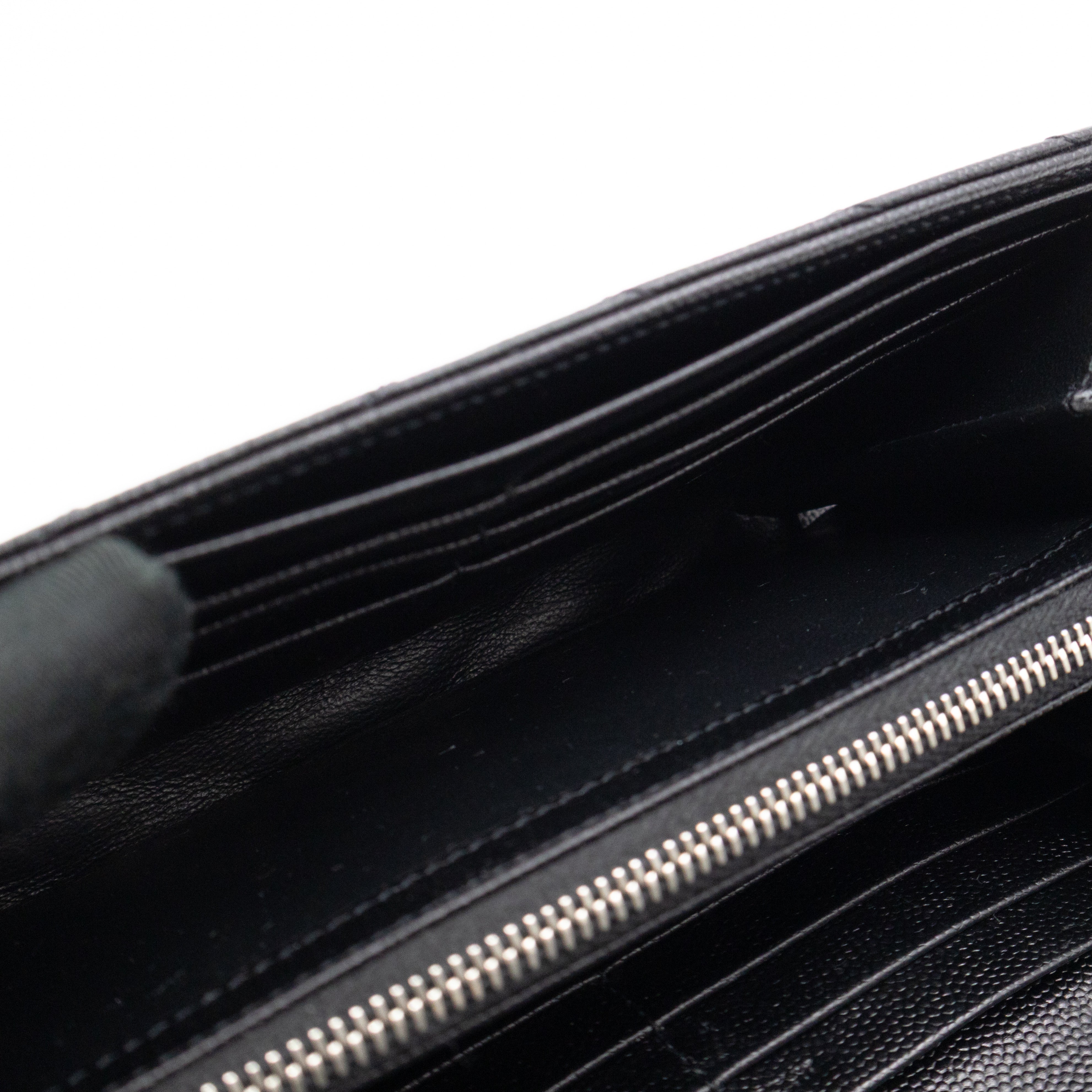 Cassandre Envelope Flap Wallet Black Grained Leather