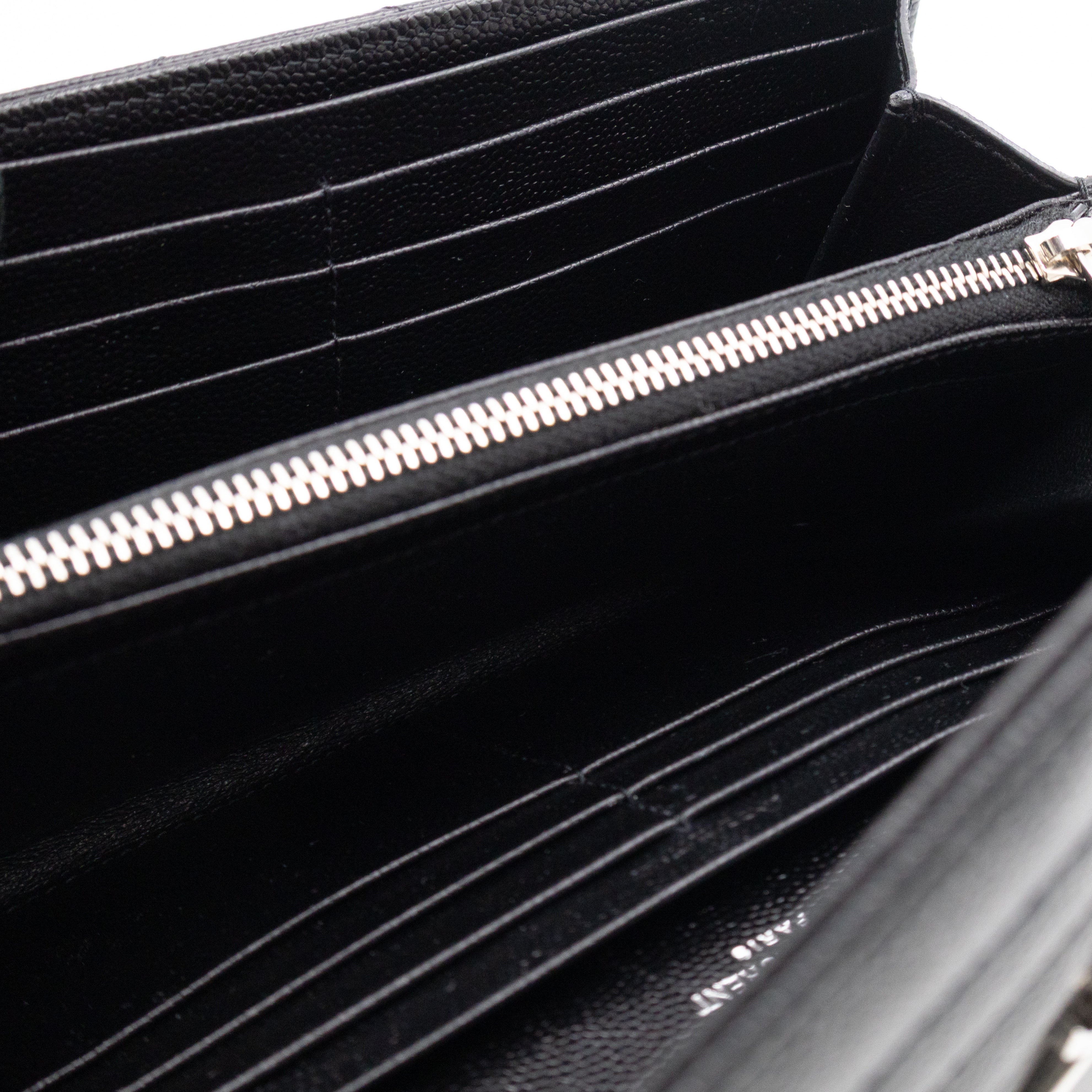 Cassandre Envelope Flap Wallet Black Grained Leather