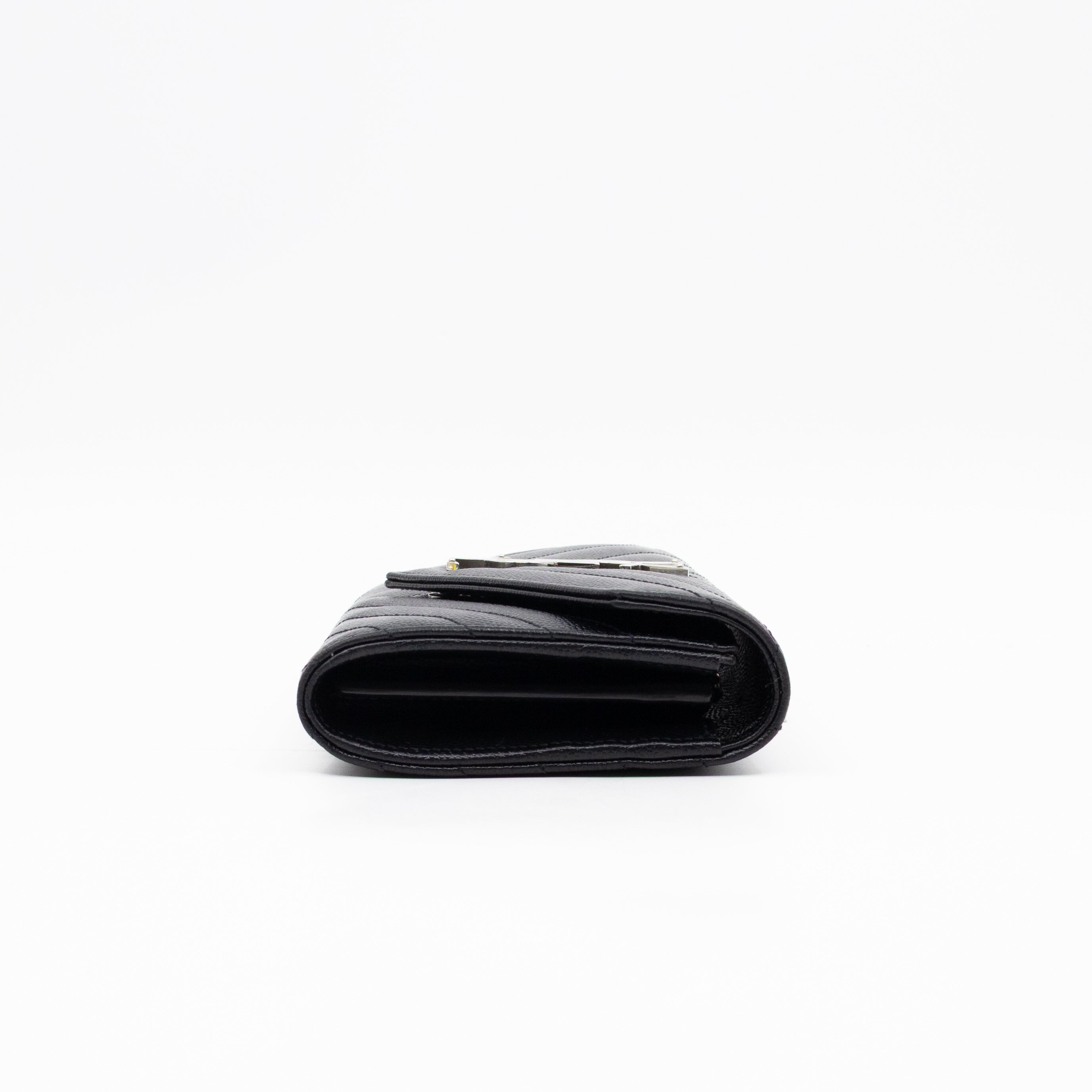 Cassandre Envelope Flap Wallet Black Grained Leather
