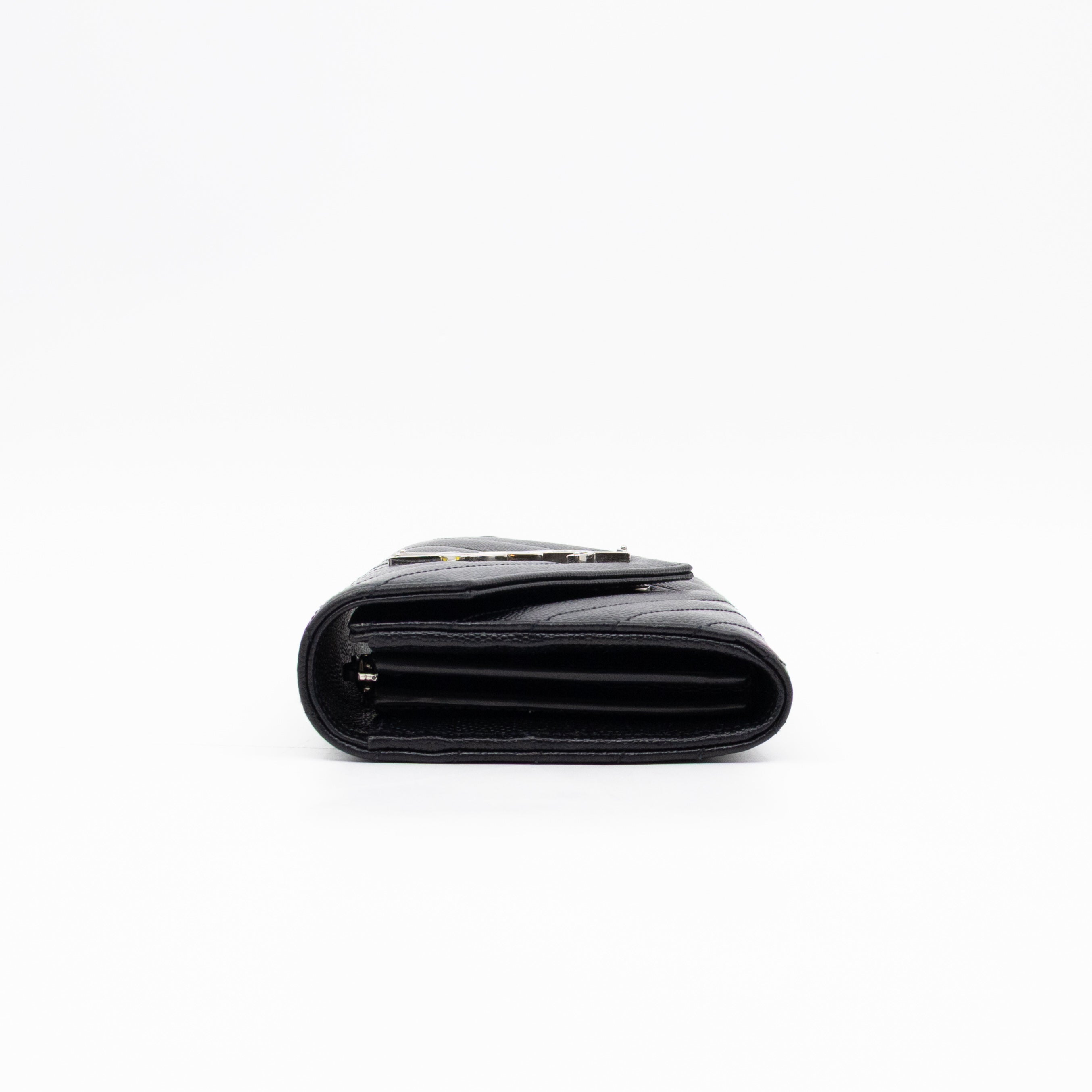 Cassandre Envelope Flap Wallet Black Grained Leather