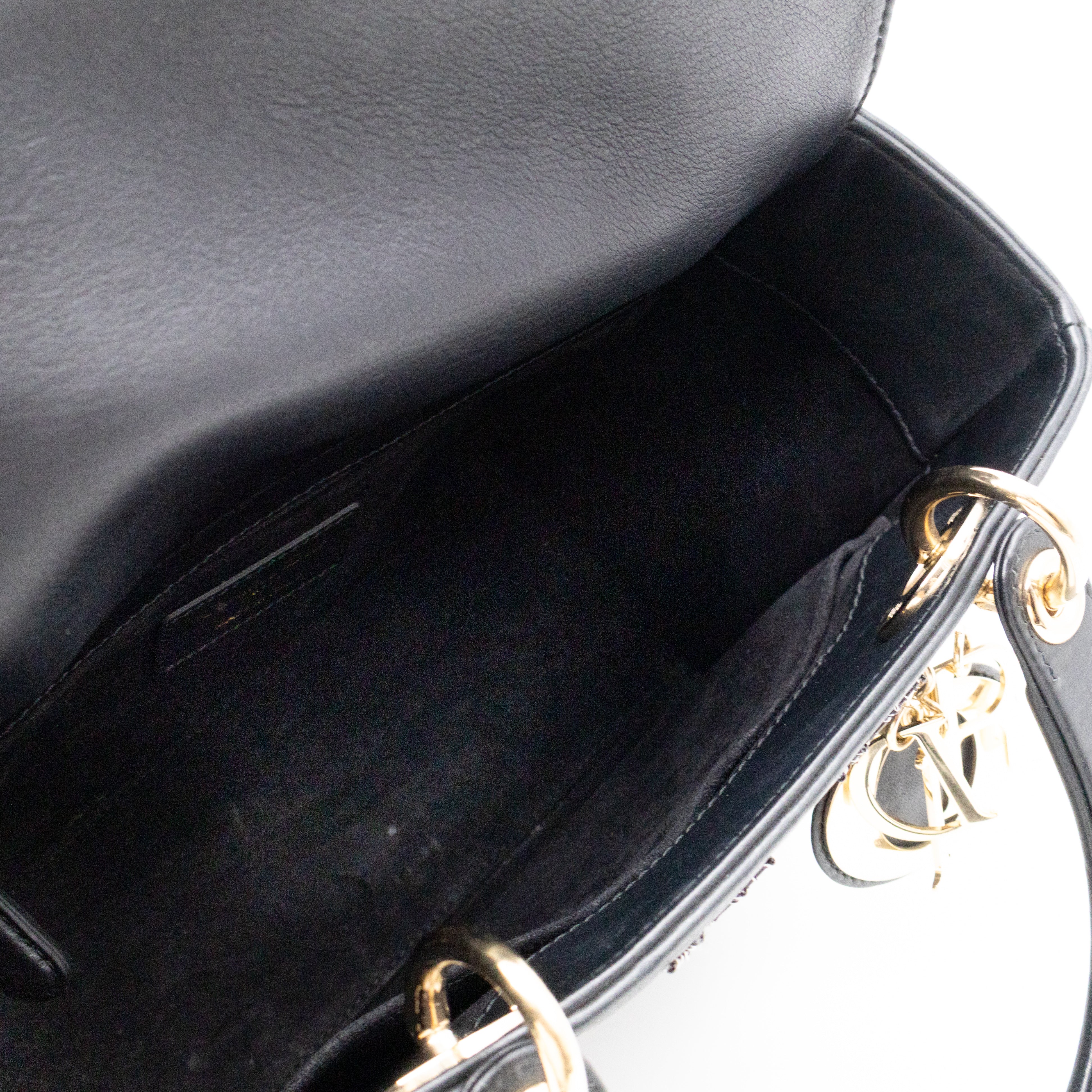 Lady Dior Medium Embellished Beads Cannage Black Leather