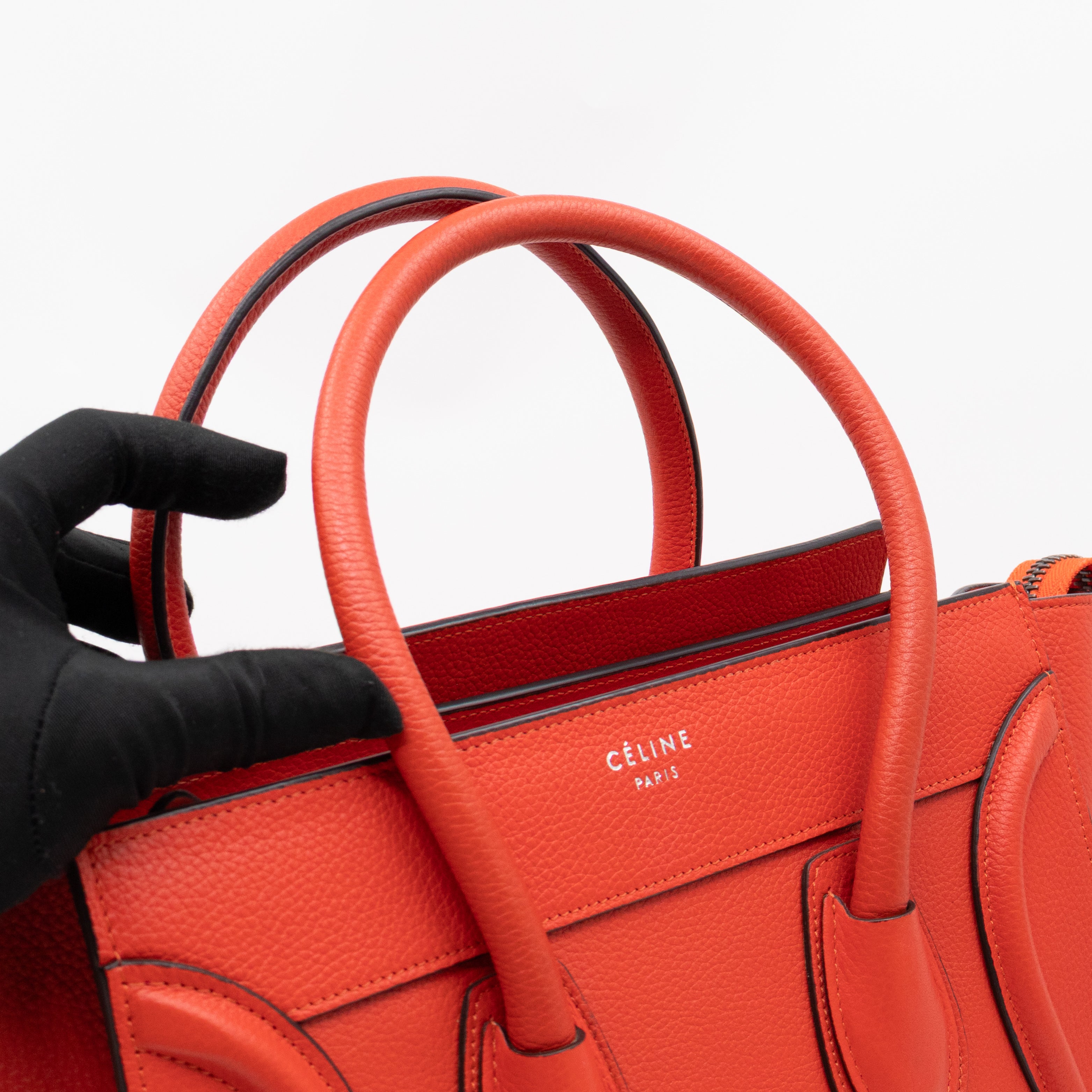 Micro Luggage Orange Leather