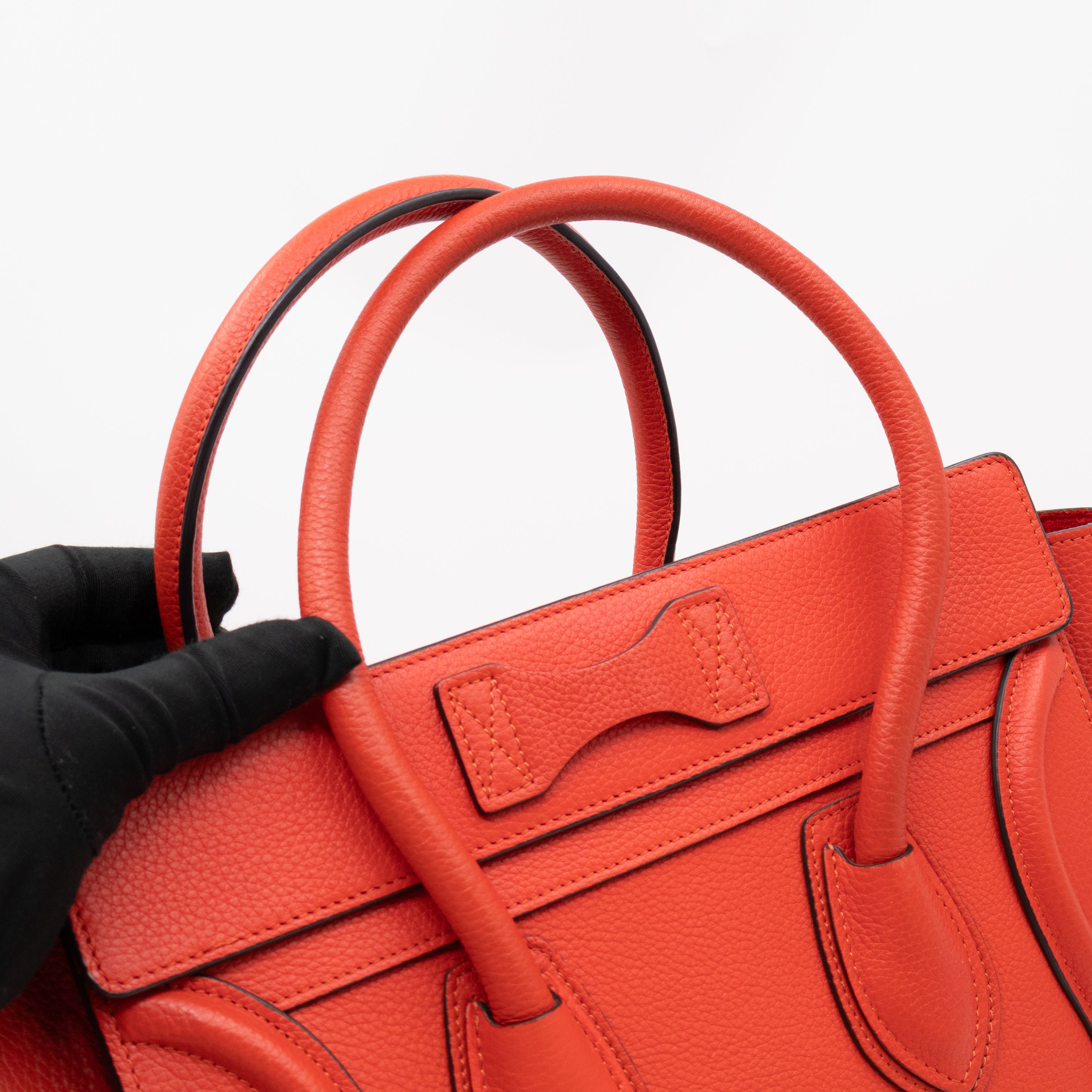 Micro Luggage Orange Leather