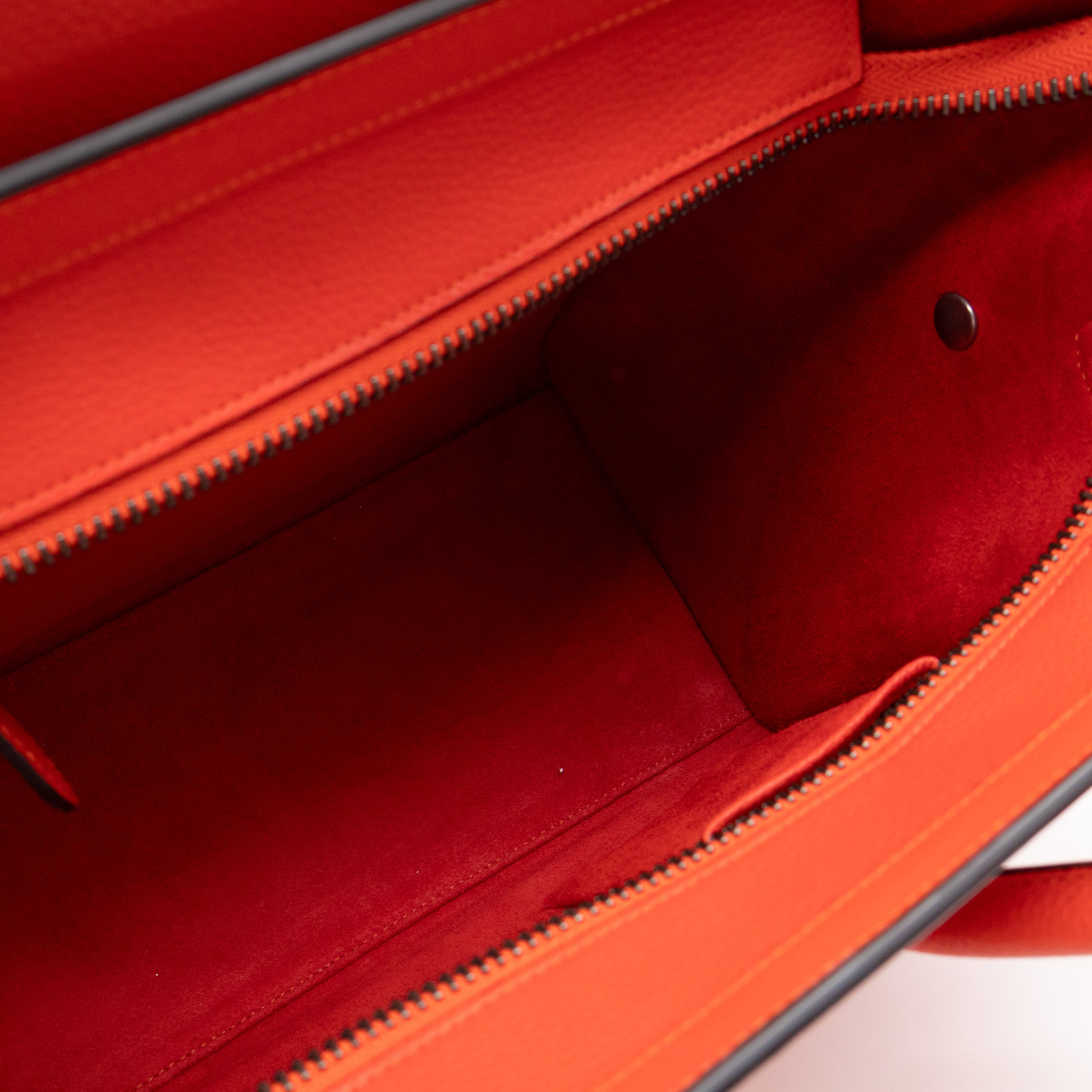 Micro Luggage Orange Leather