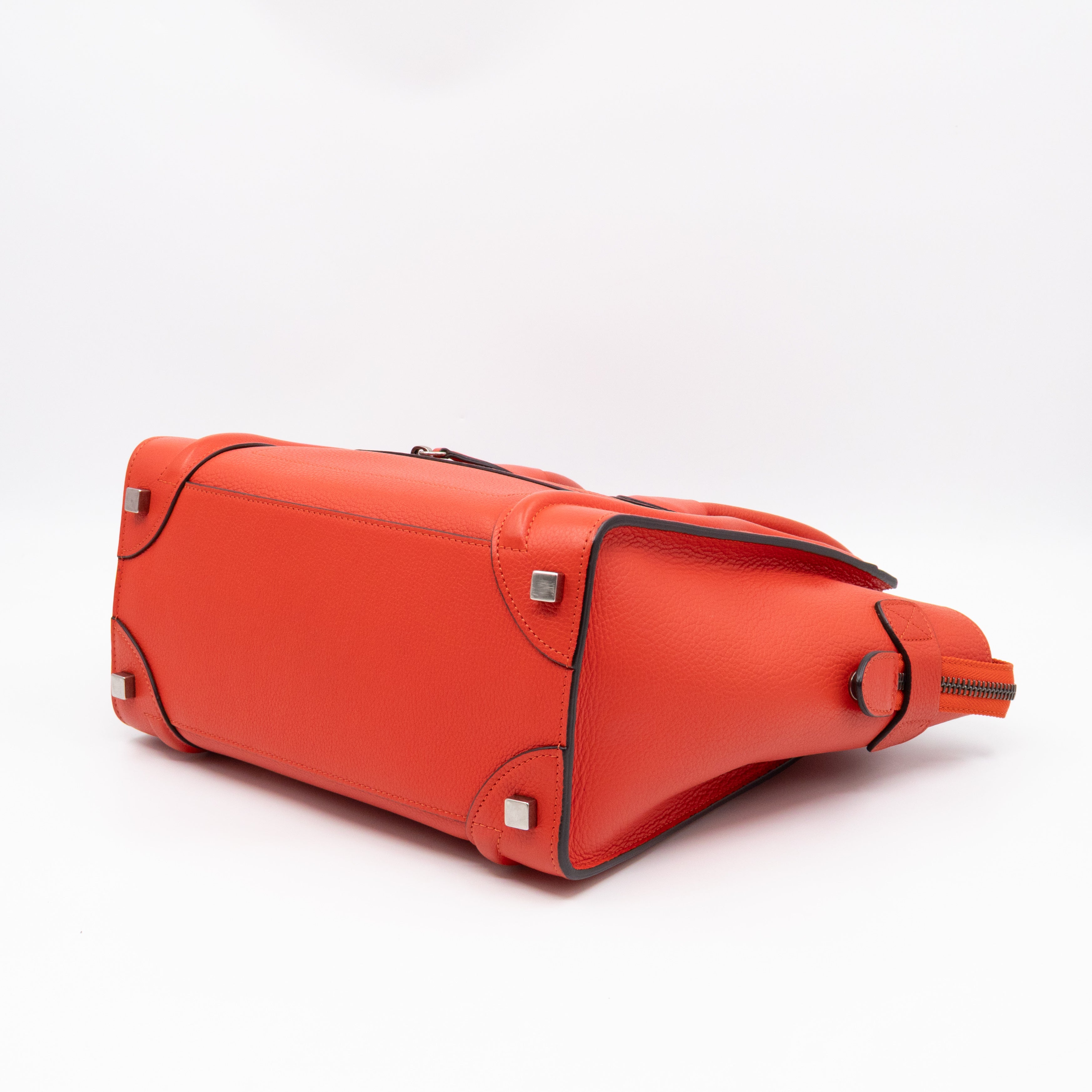 Micro Luggage Orange Leather