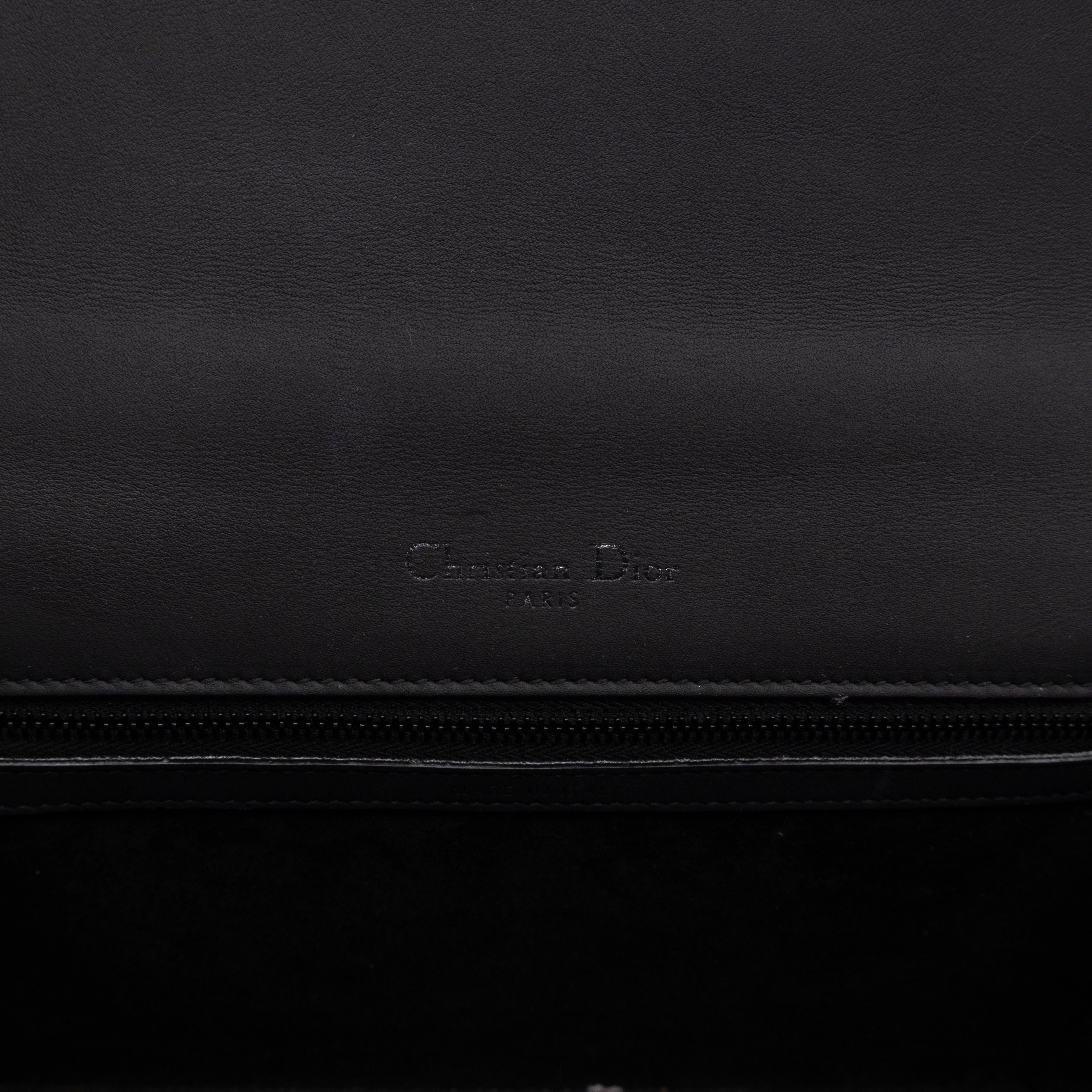 Diorama Medium Flap Bag Black Studded Matte Leather