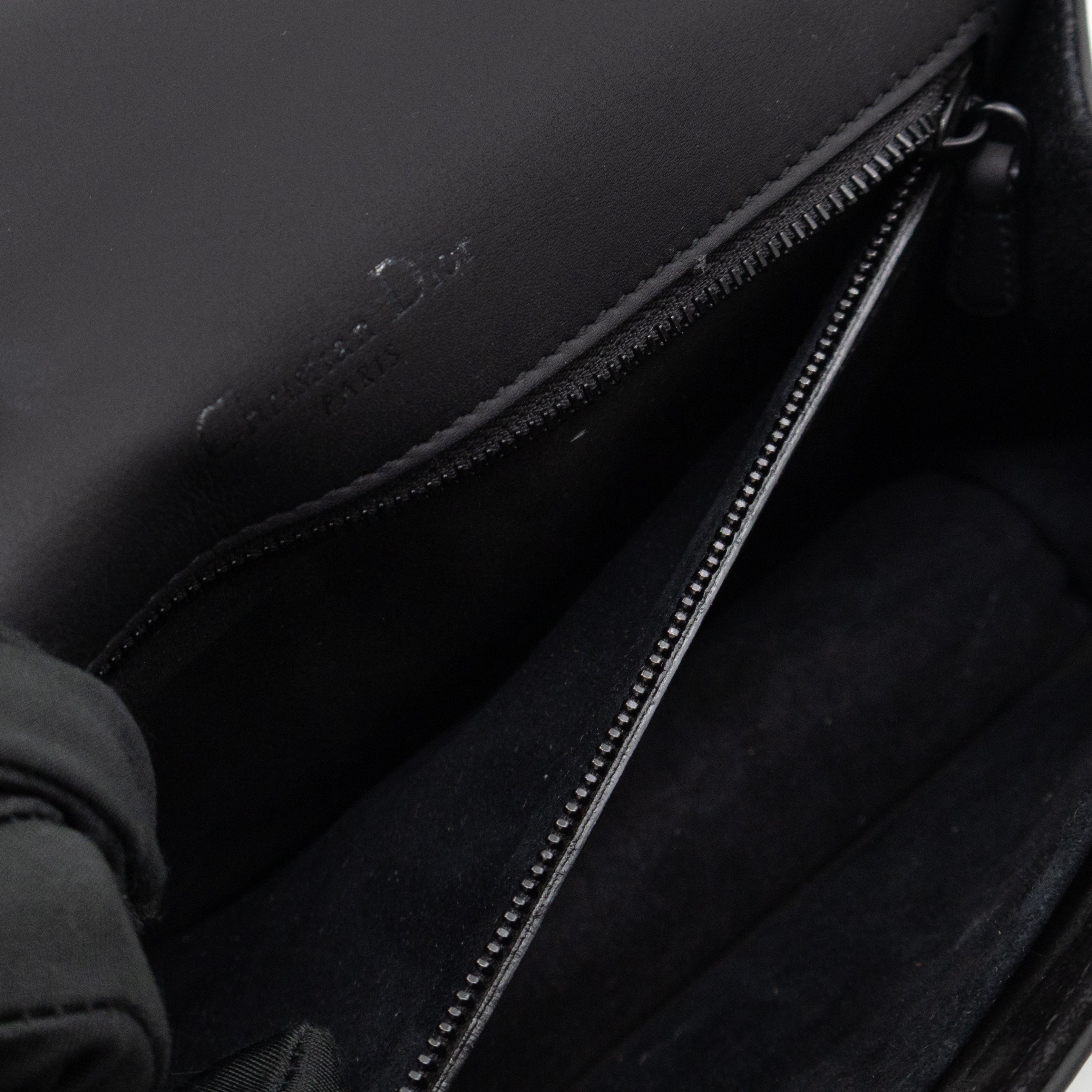 Diorama Medium Flap Bag Black Studded Matte Leather