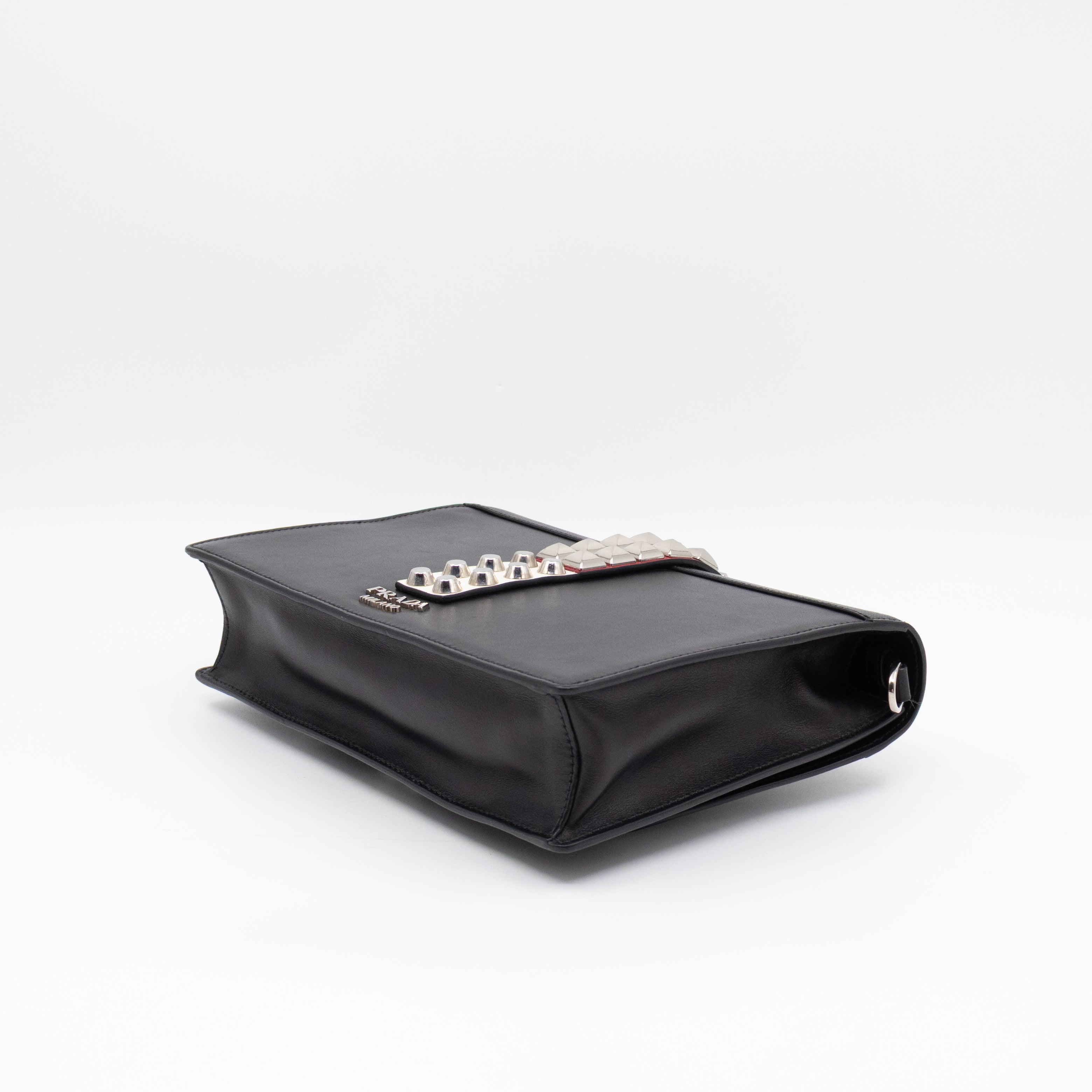 Elektra Studded Small Crossbody Bag Black Leather