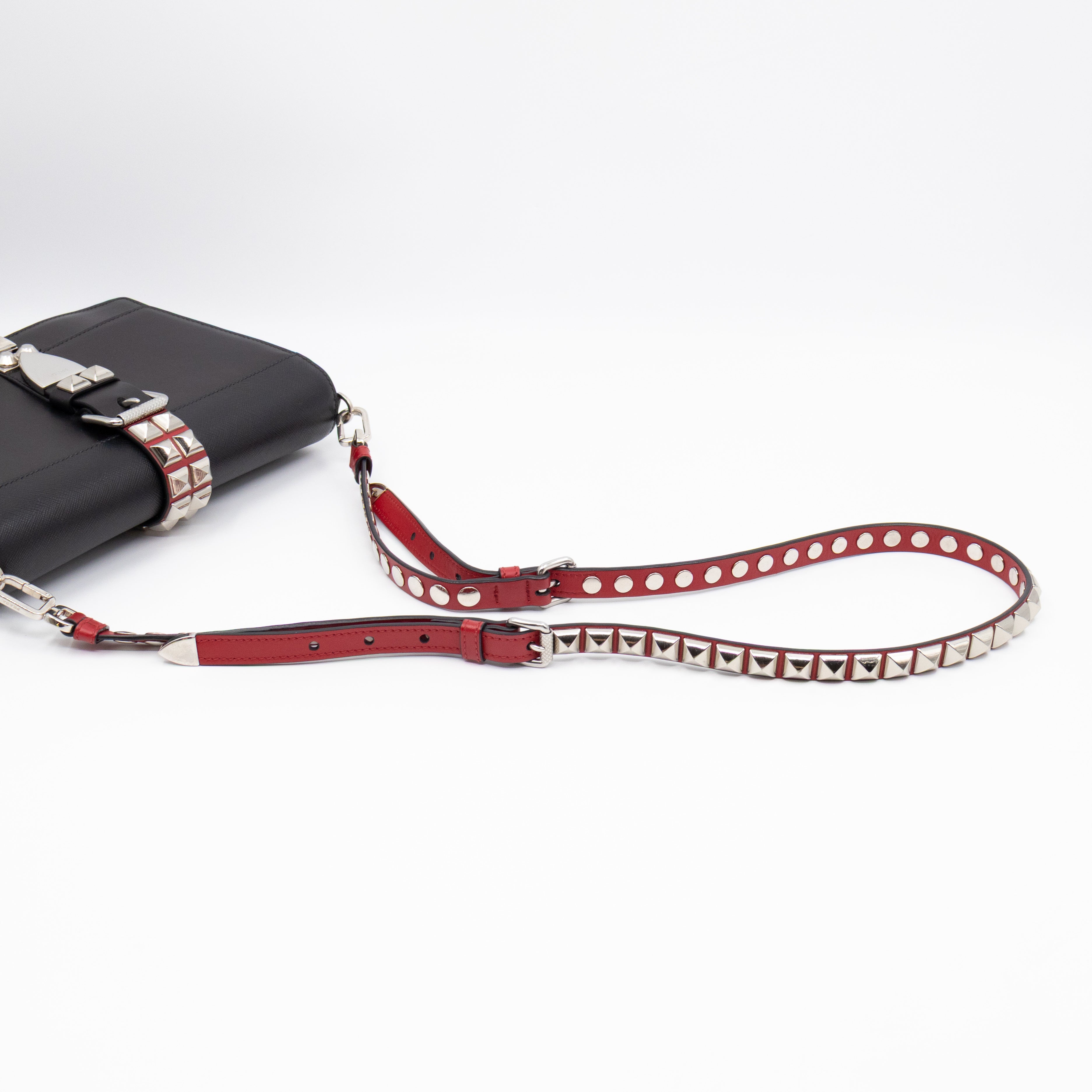 Elektra Studded Small Crossbody Bag Black Leather