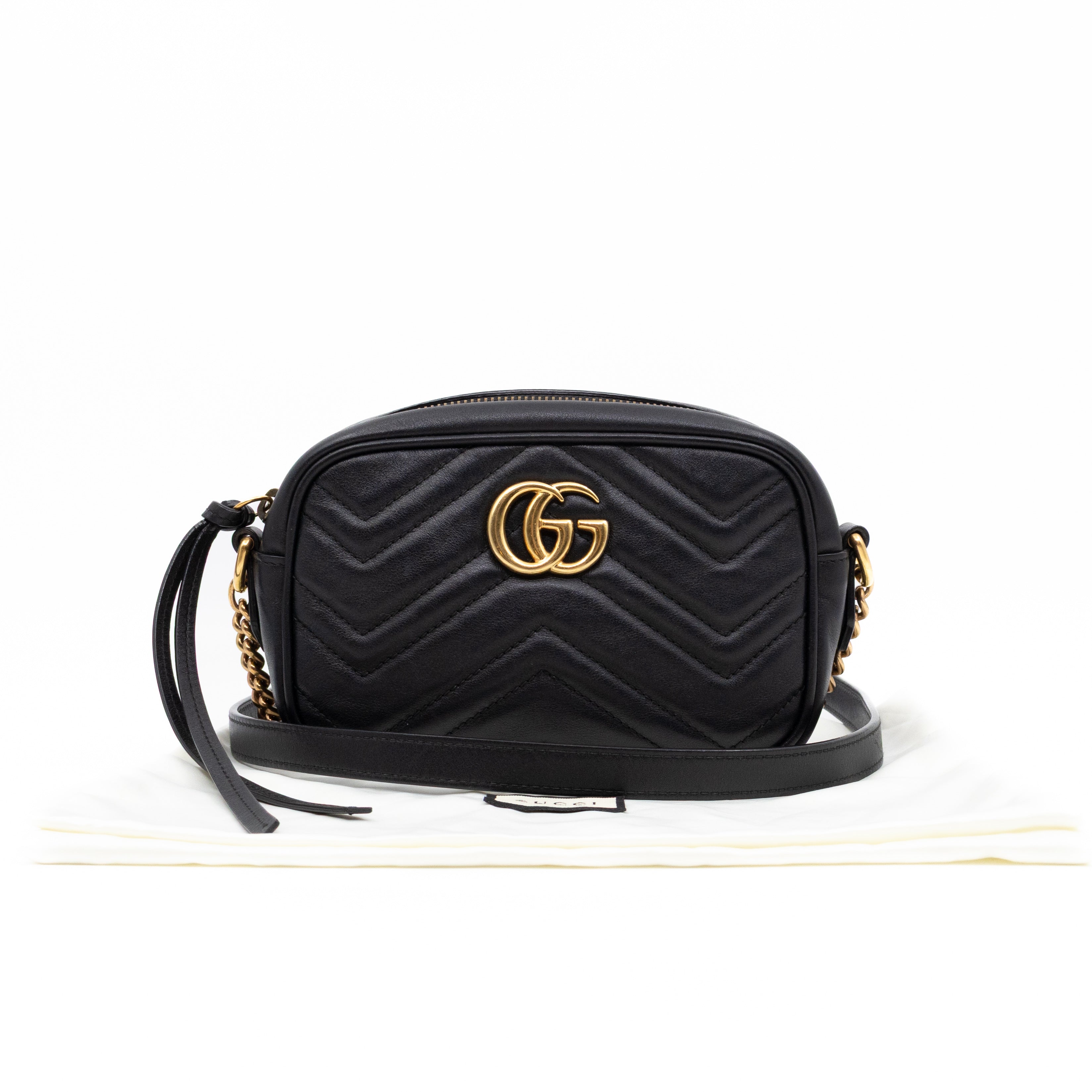 GG Marmont Mini Black Matelassé Leather