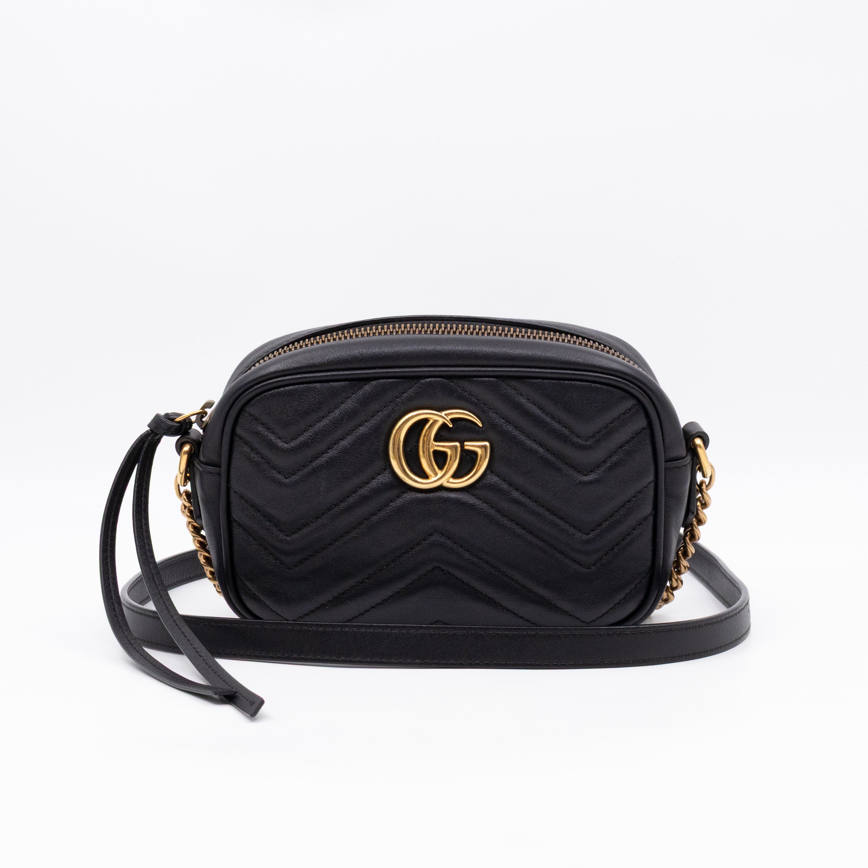 GG Marmont Mini Black Matelassé Leather