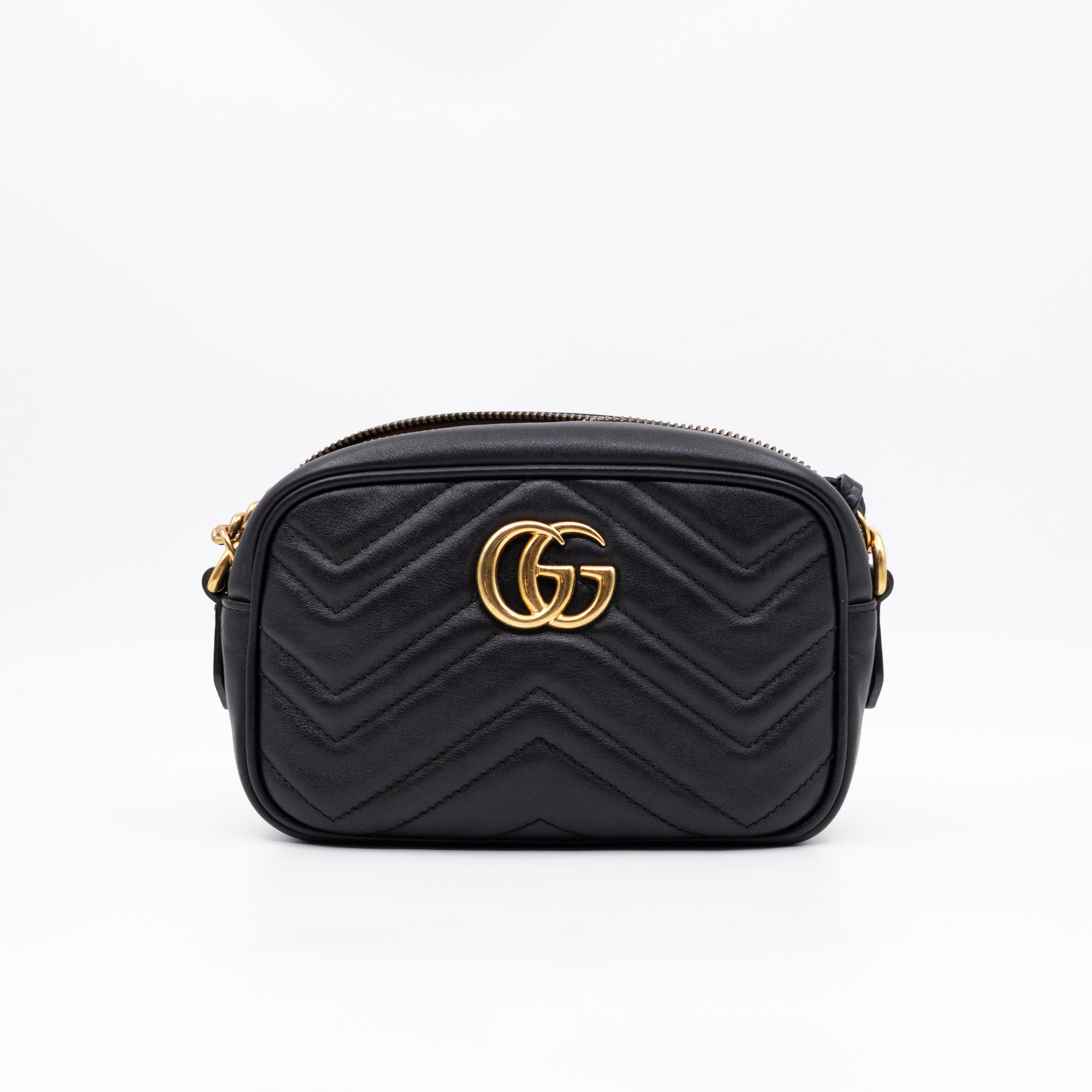 GG Marmont Mini Black Matelassé Leather