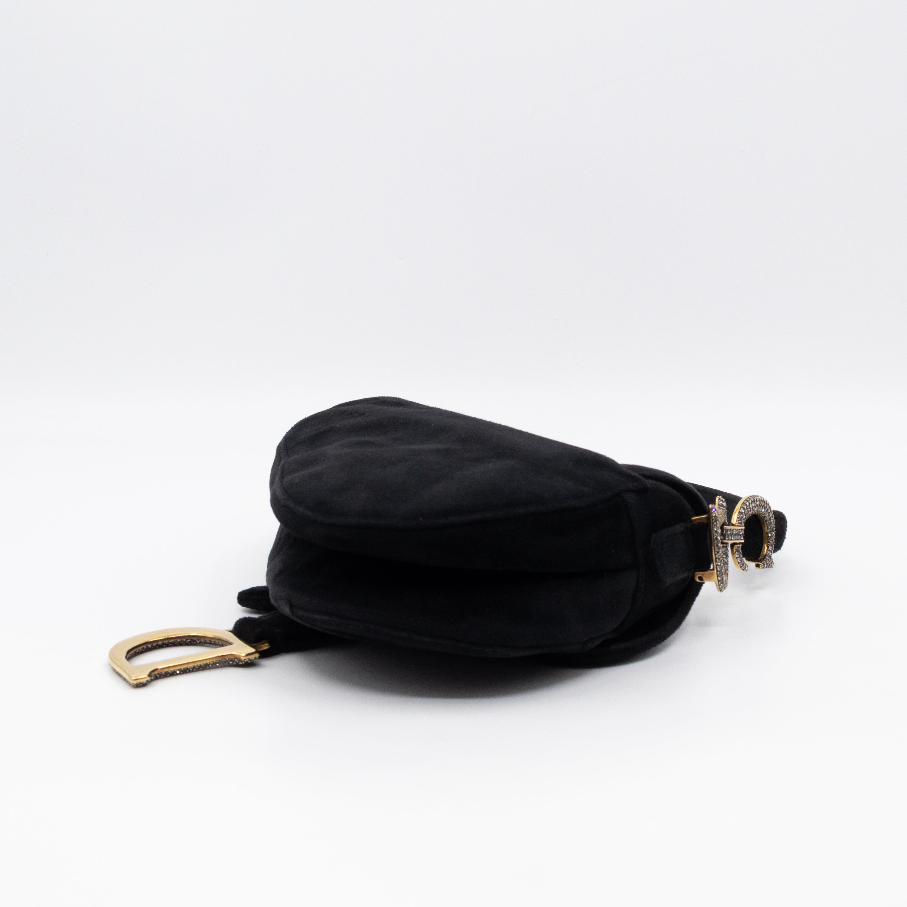 Mini Saddle Bag Crystal & Black Velvet