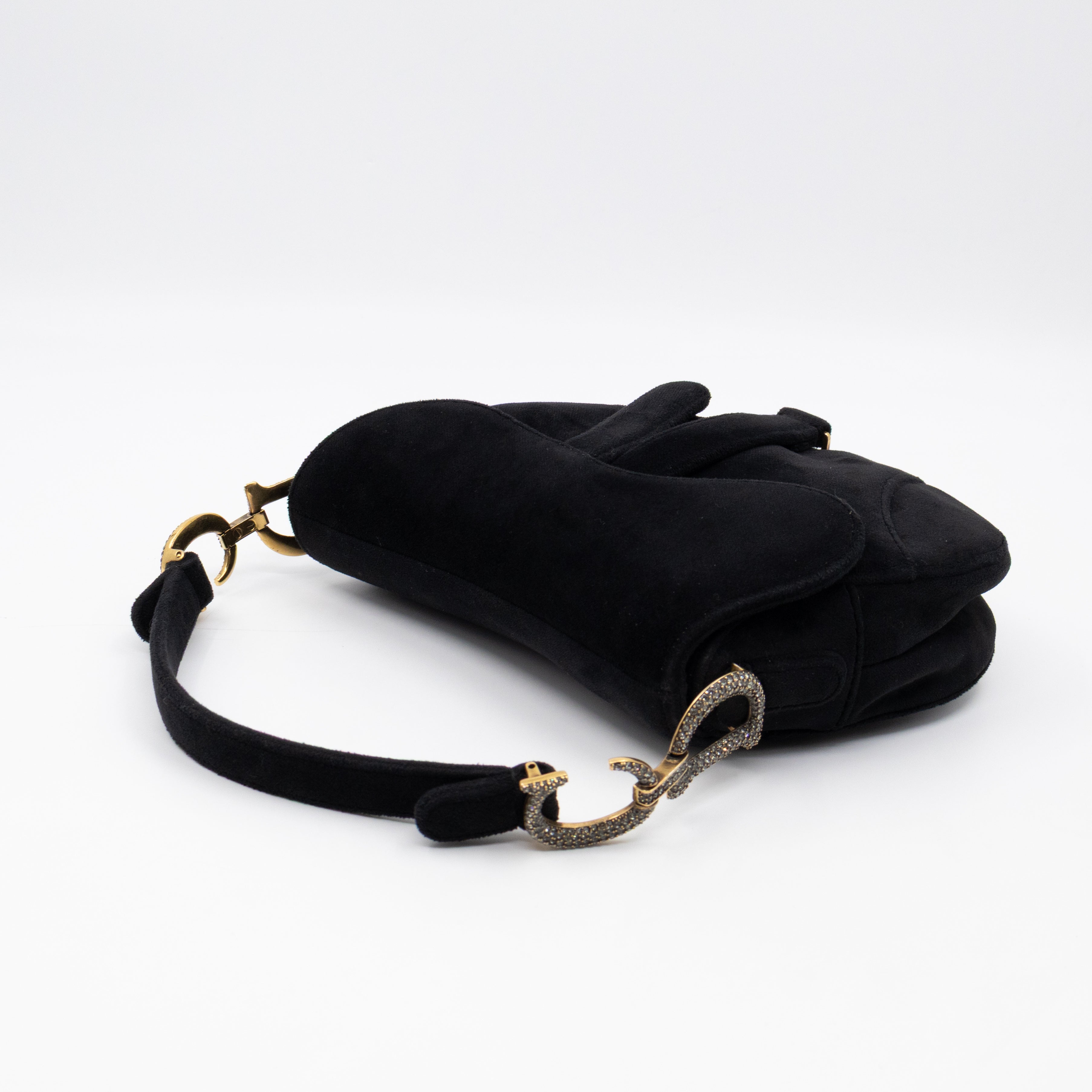 Mini Saddle Bag Crystal & Black Velvet
