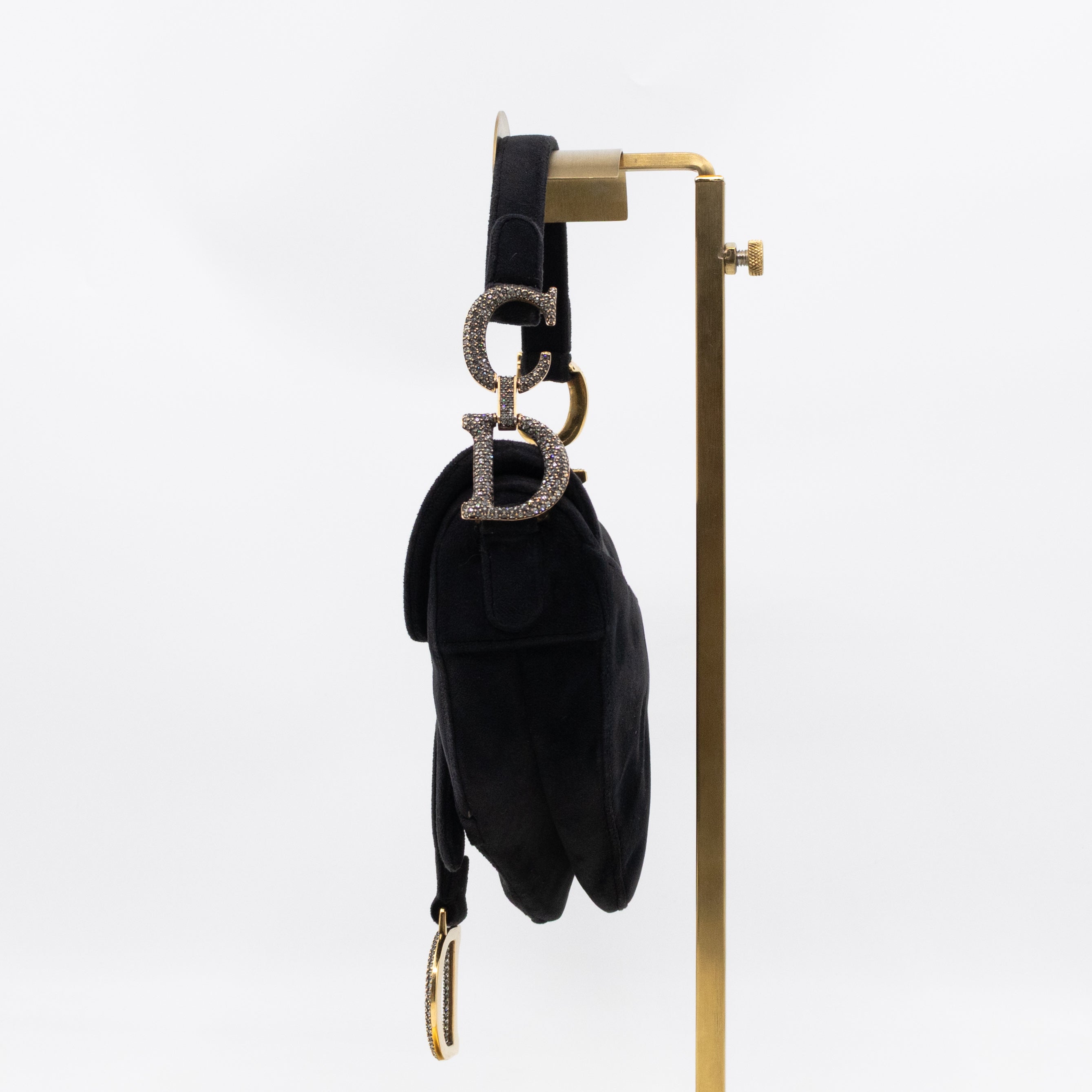 Mini Saddle Bag Crystal & Black Velvet