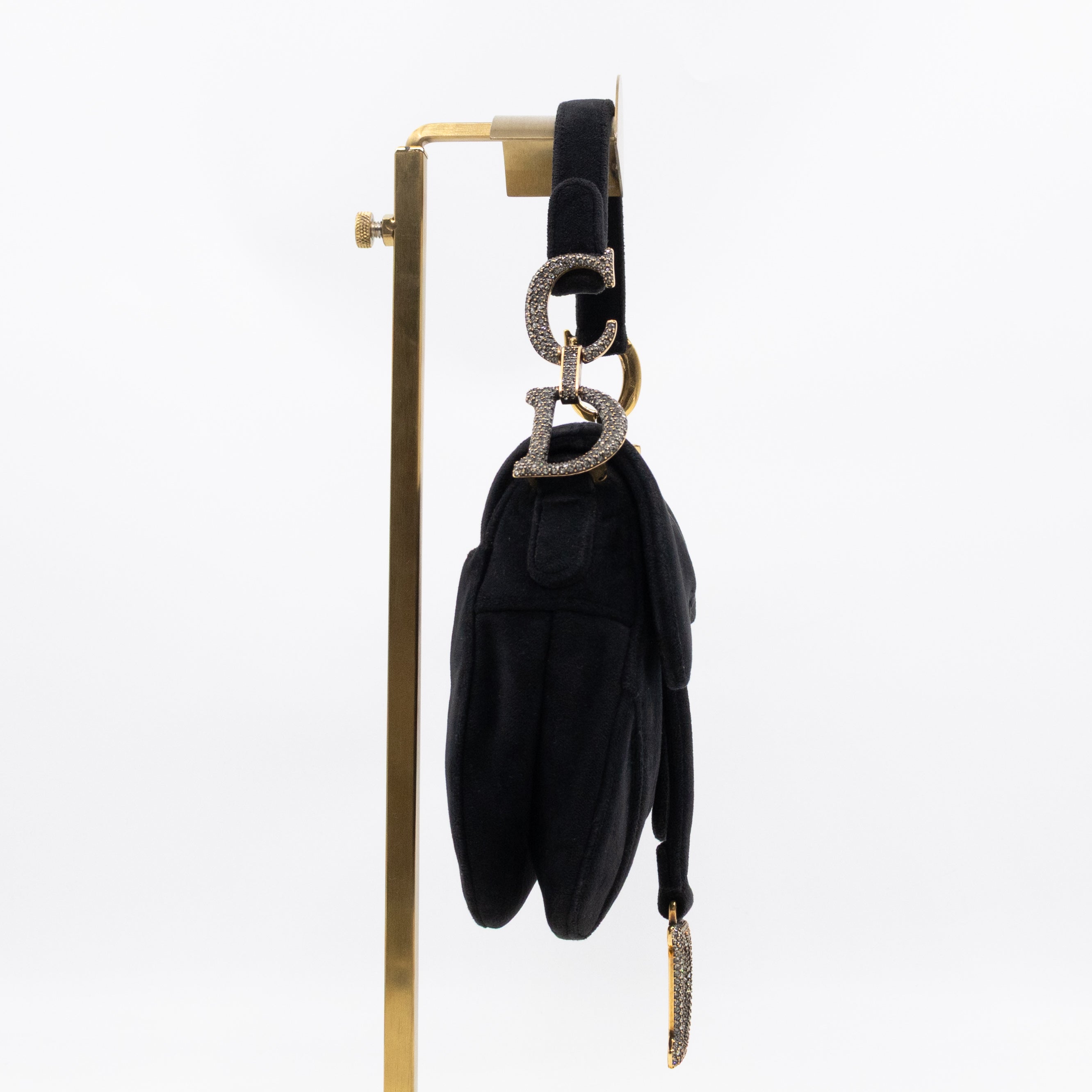 Mini Saddle Bag Crystal & Black Velvet