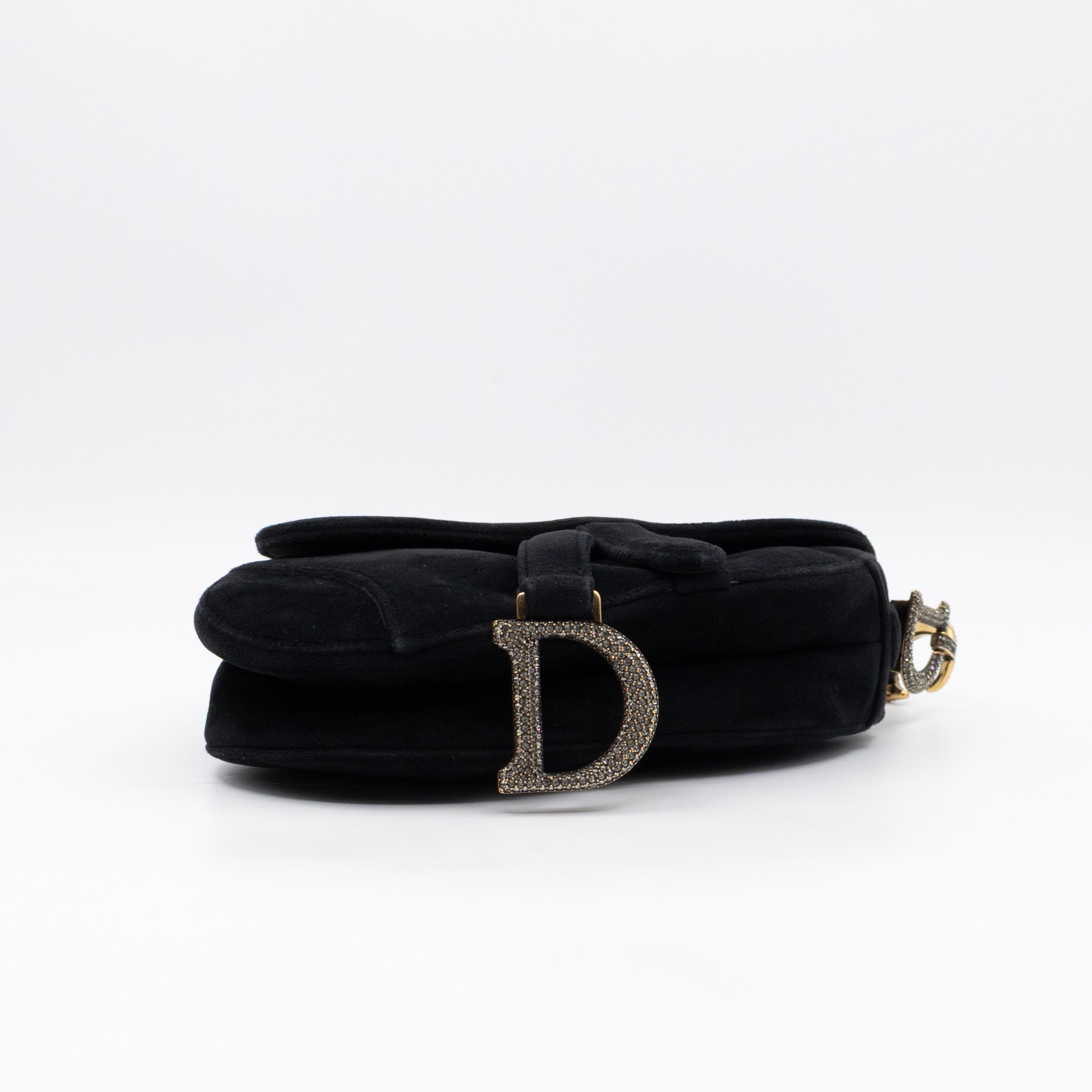 Mini Saddle Bag Crystal & Black Velvet