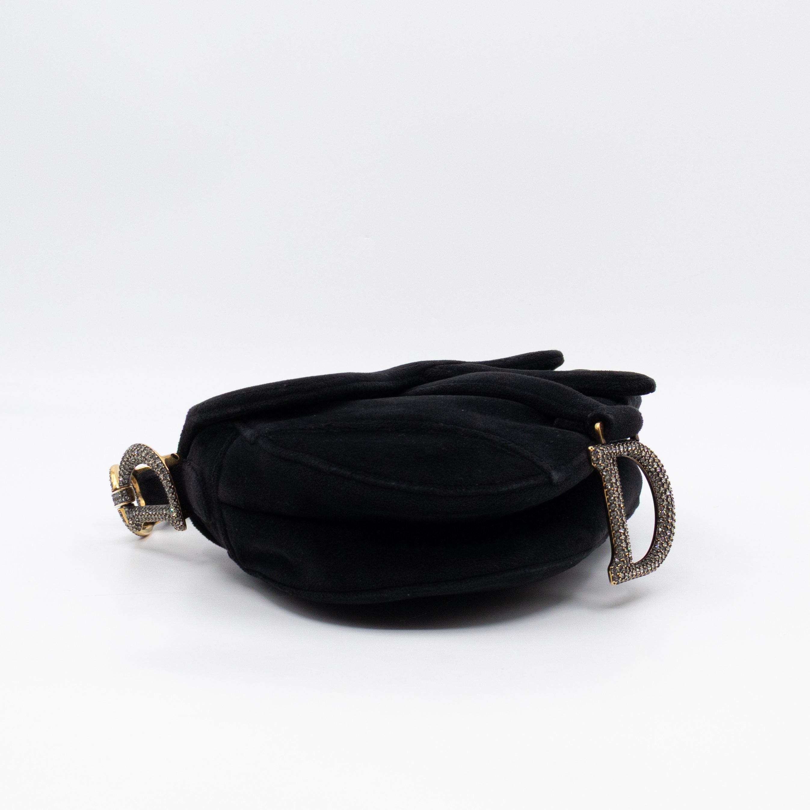 Mini Saddle Bag Crystal & Black Velvet