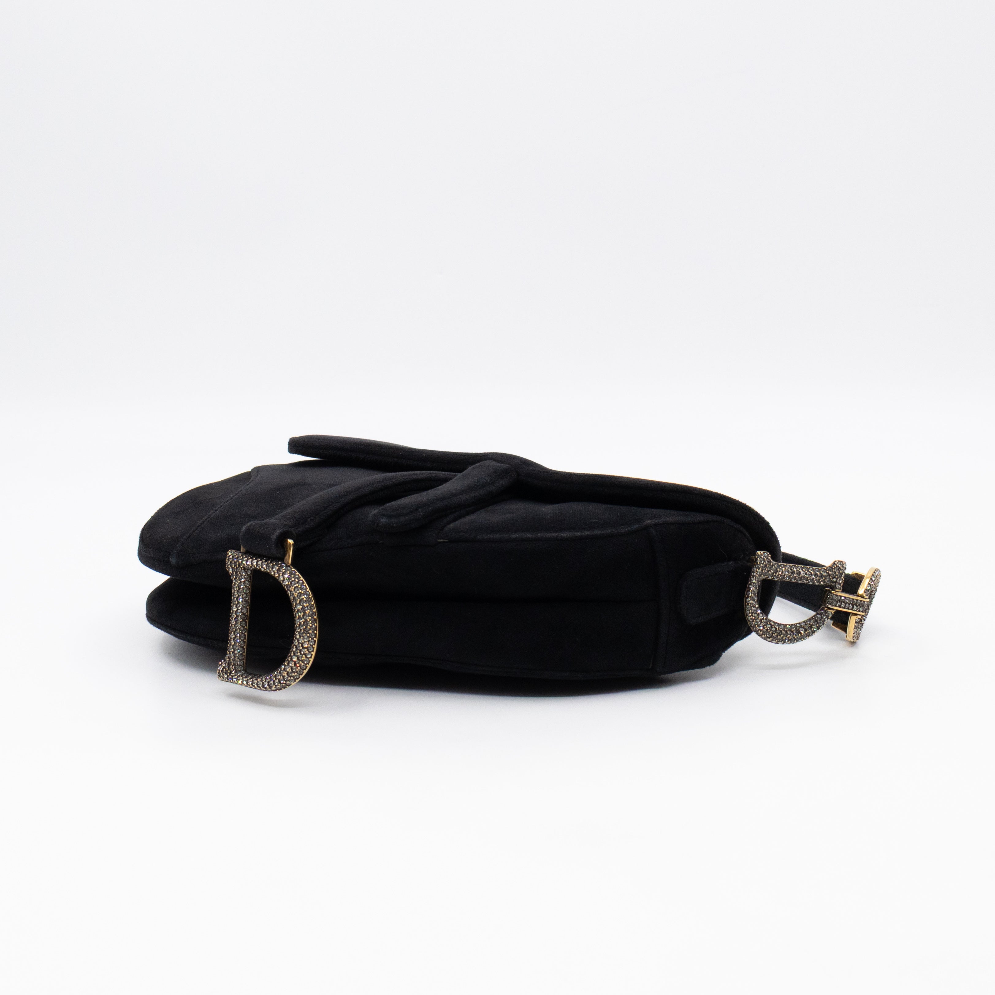 Mini Saddle Bag Crystal & Black Velvet