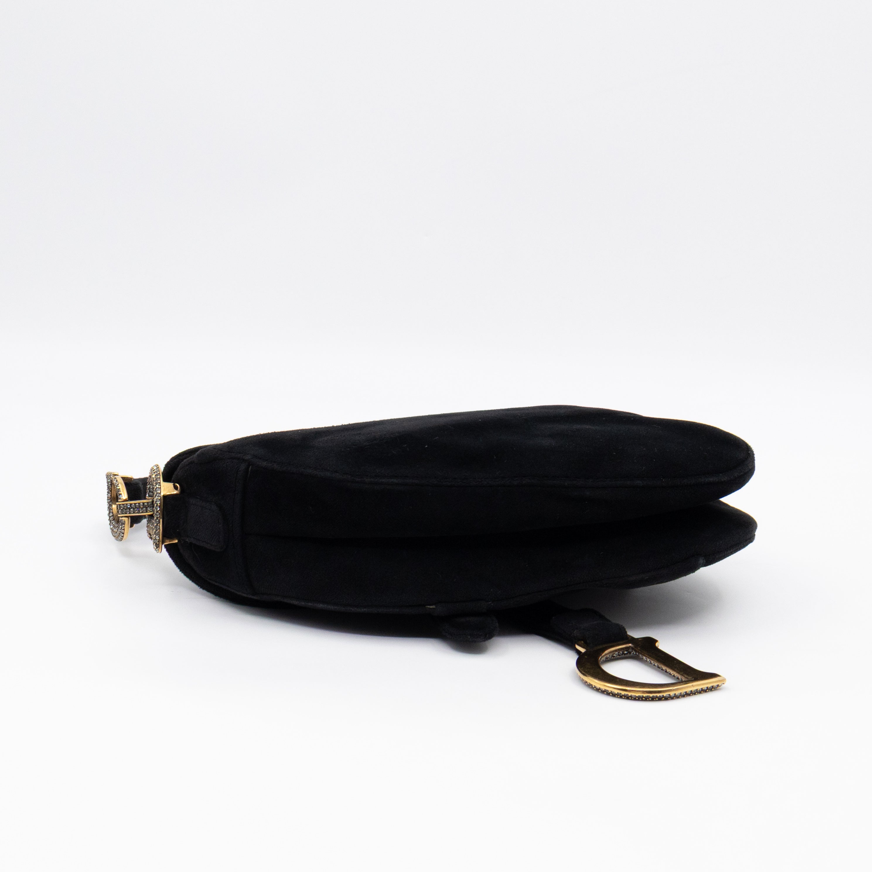 Mini Saddle Bag Crystal & Black Velvet