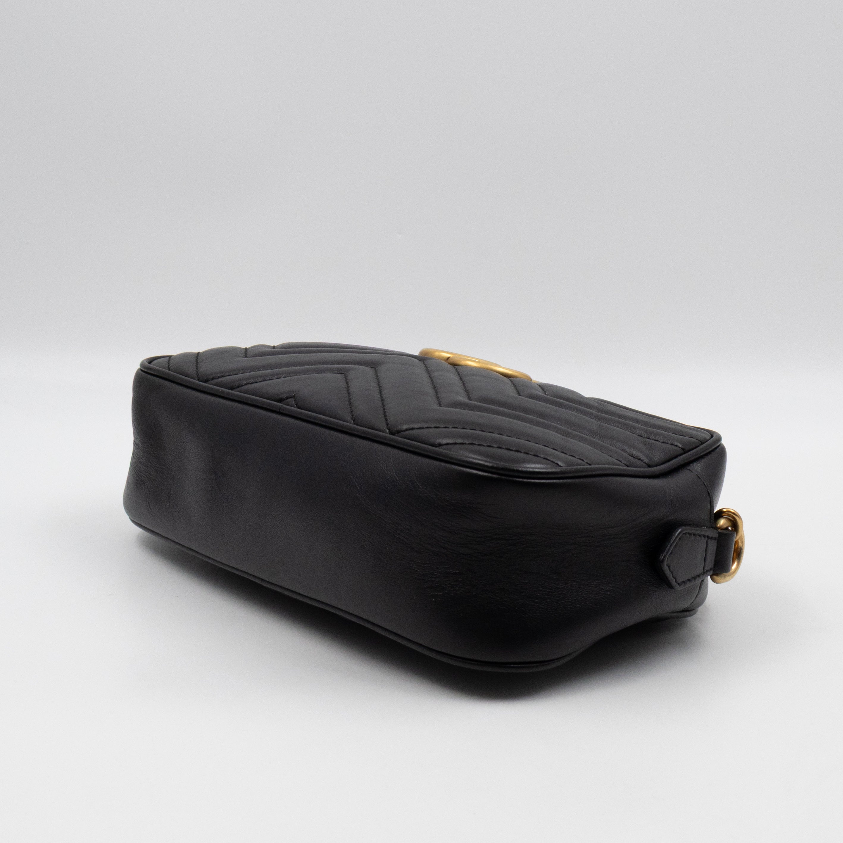 GG Marmont Small Matelasse Black Leather