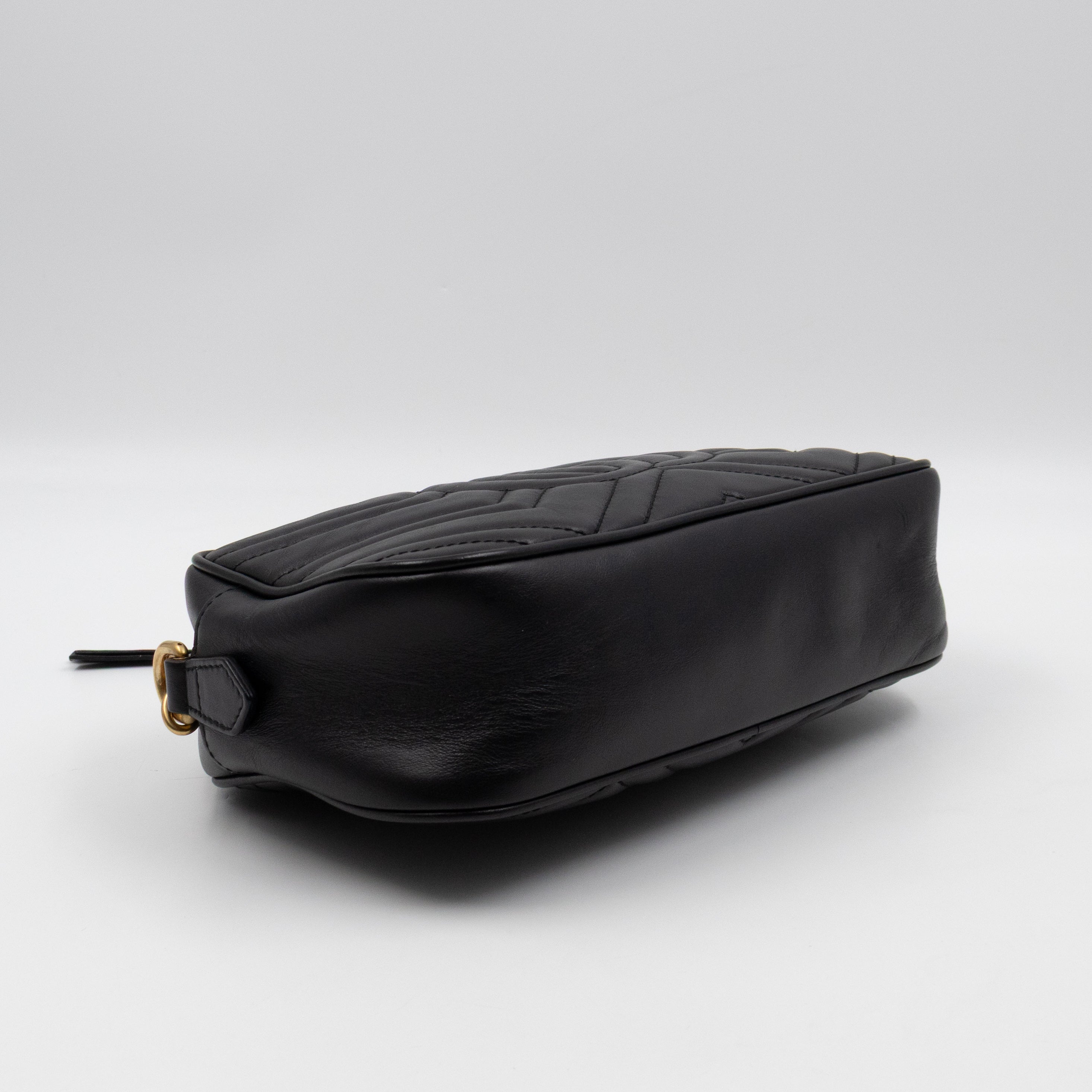 GG Marmont Small Matelasse Black Leather