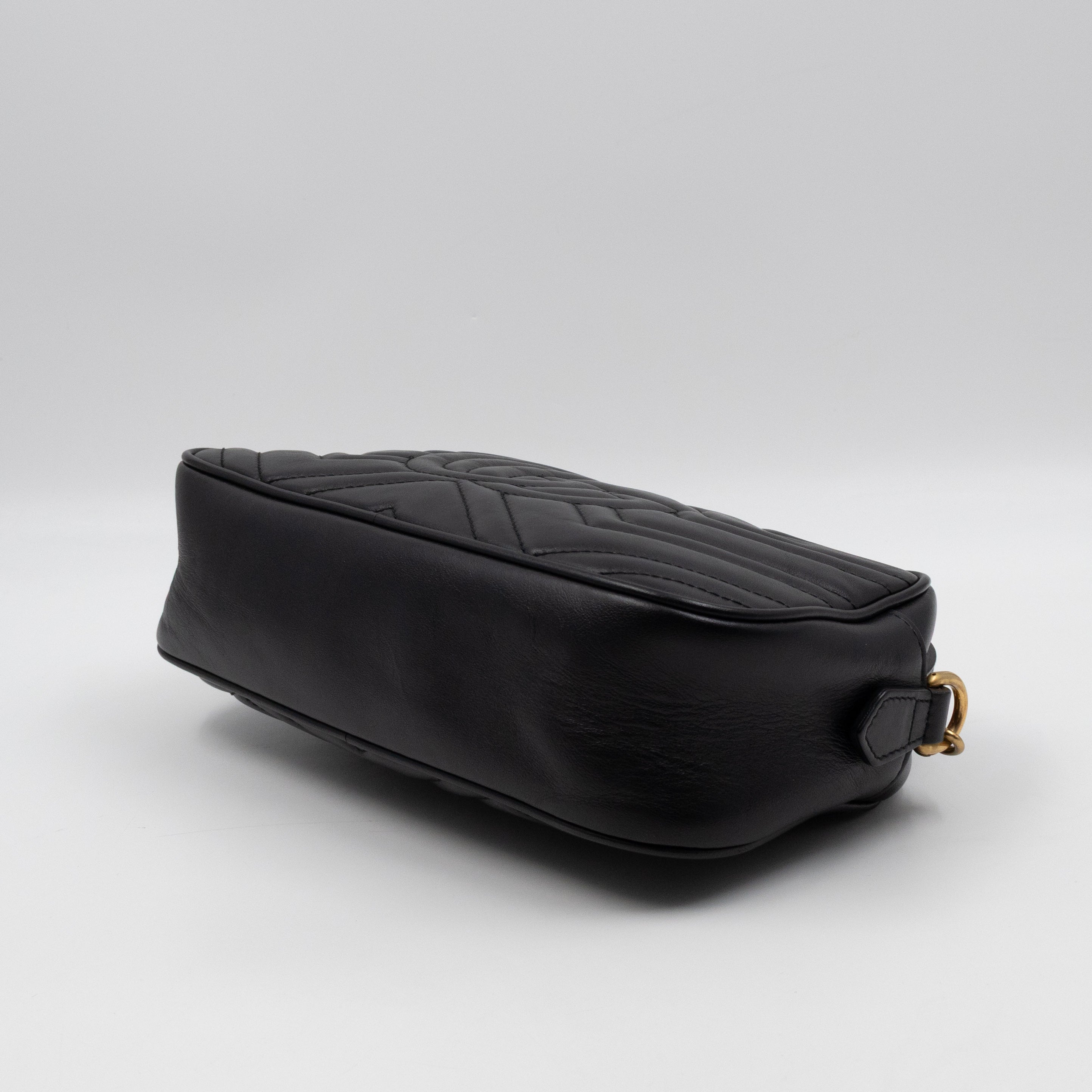 GG Marmont Small Matelasse Black Leather