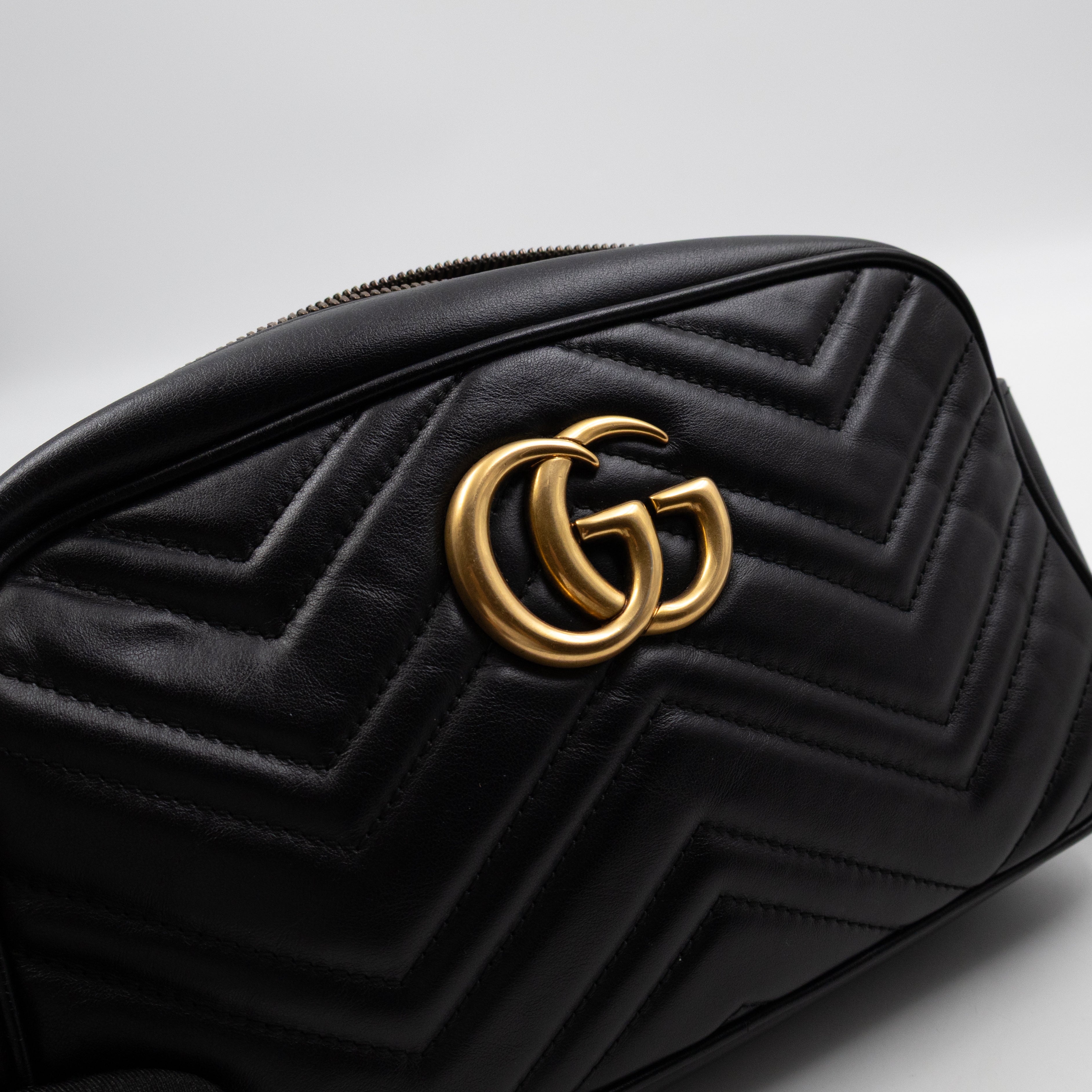 GG Marmont Small Matelasse Black Leather