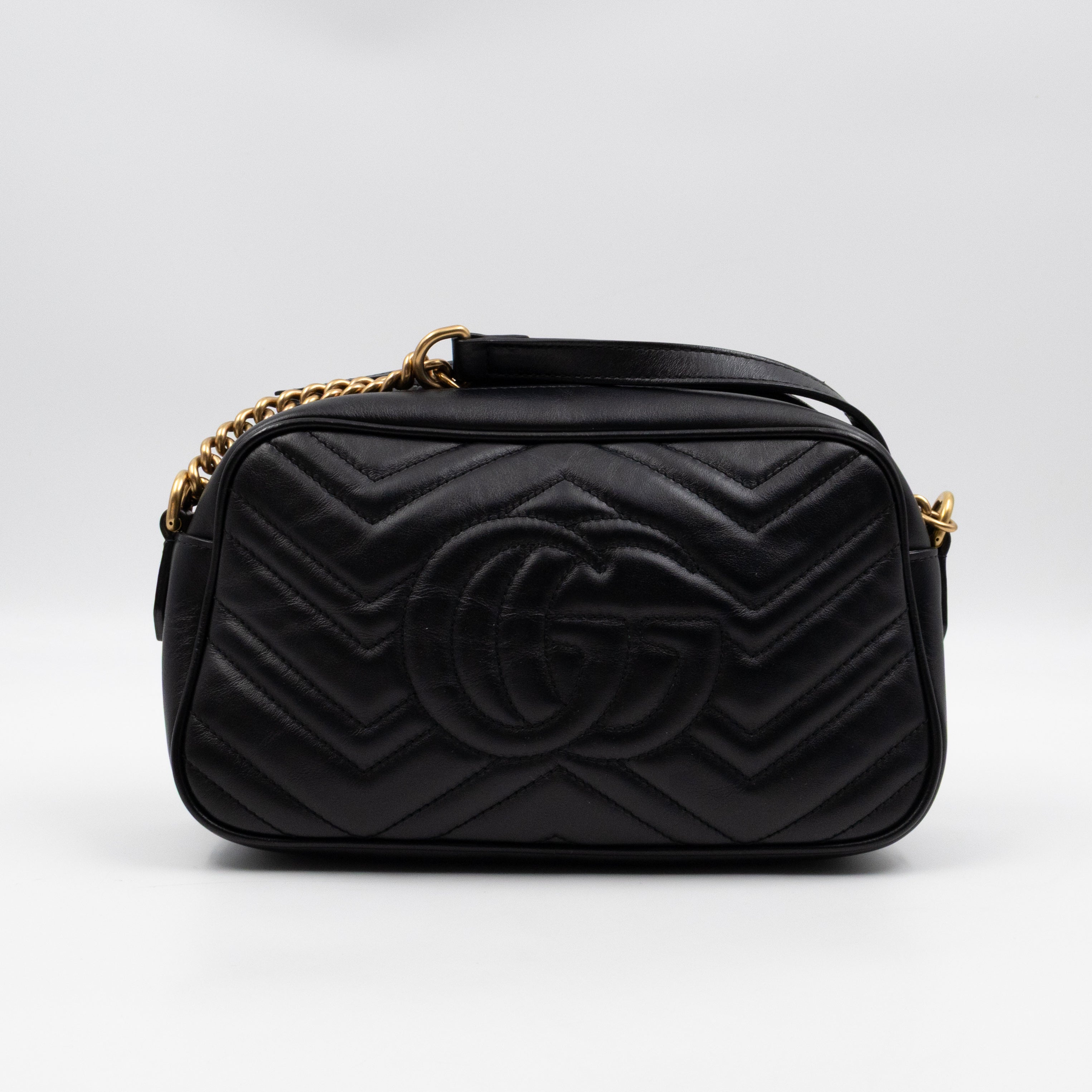 GG Marmont Small Matelasse Black Leather
