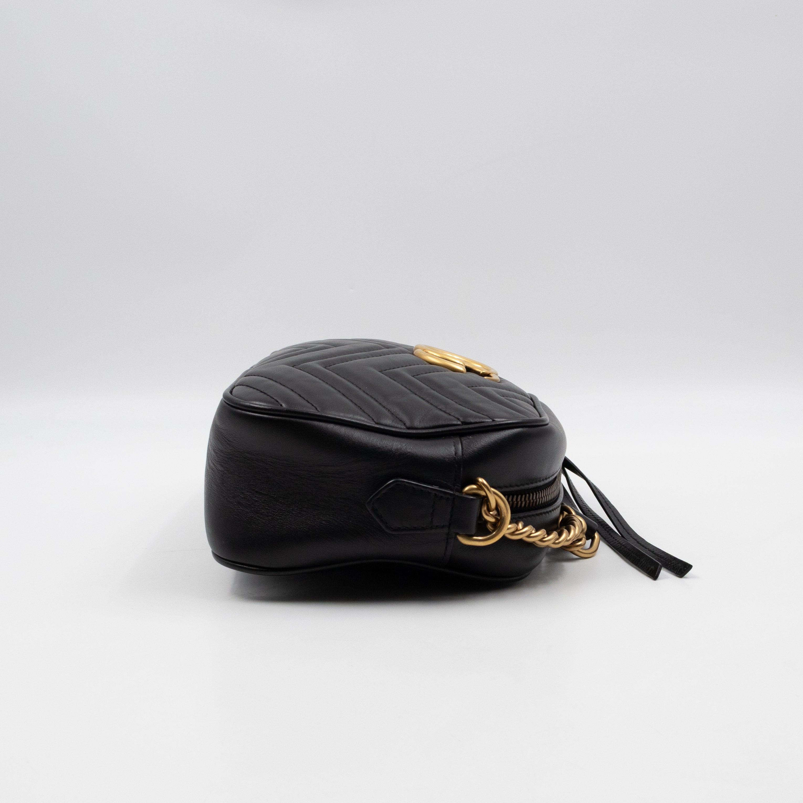 GG Marmont Small Matelasse Black Leather