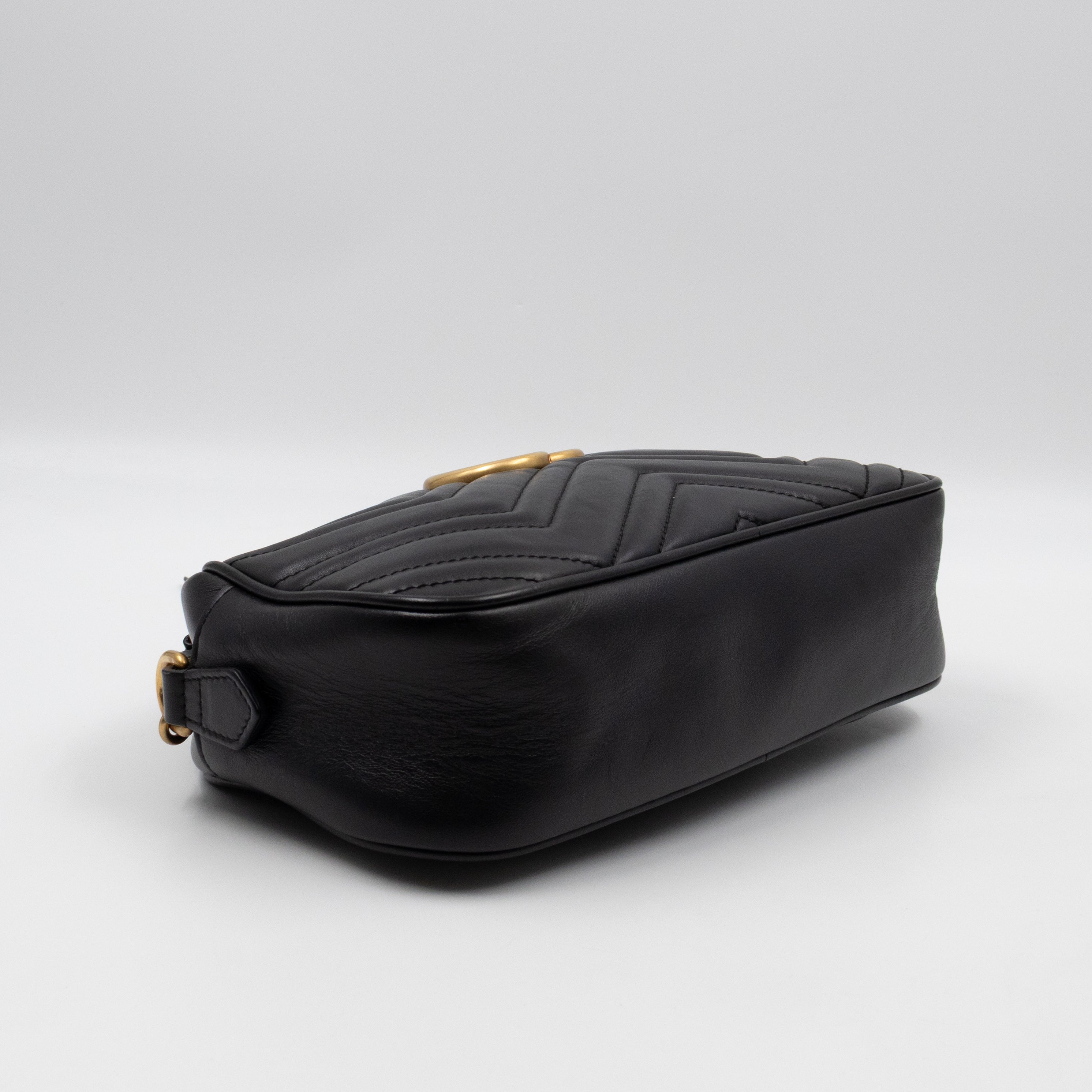 GG Marmont Small Matelasse Black Leather