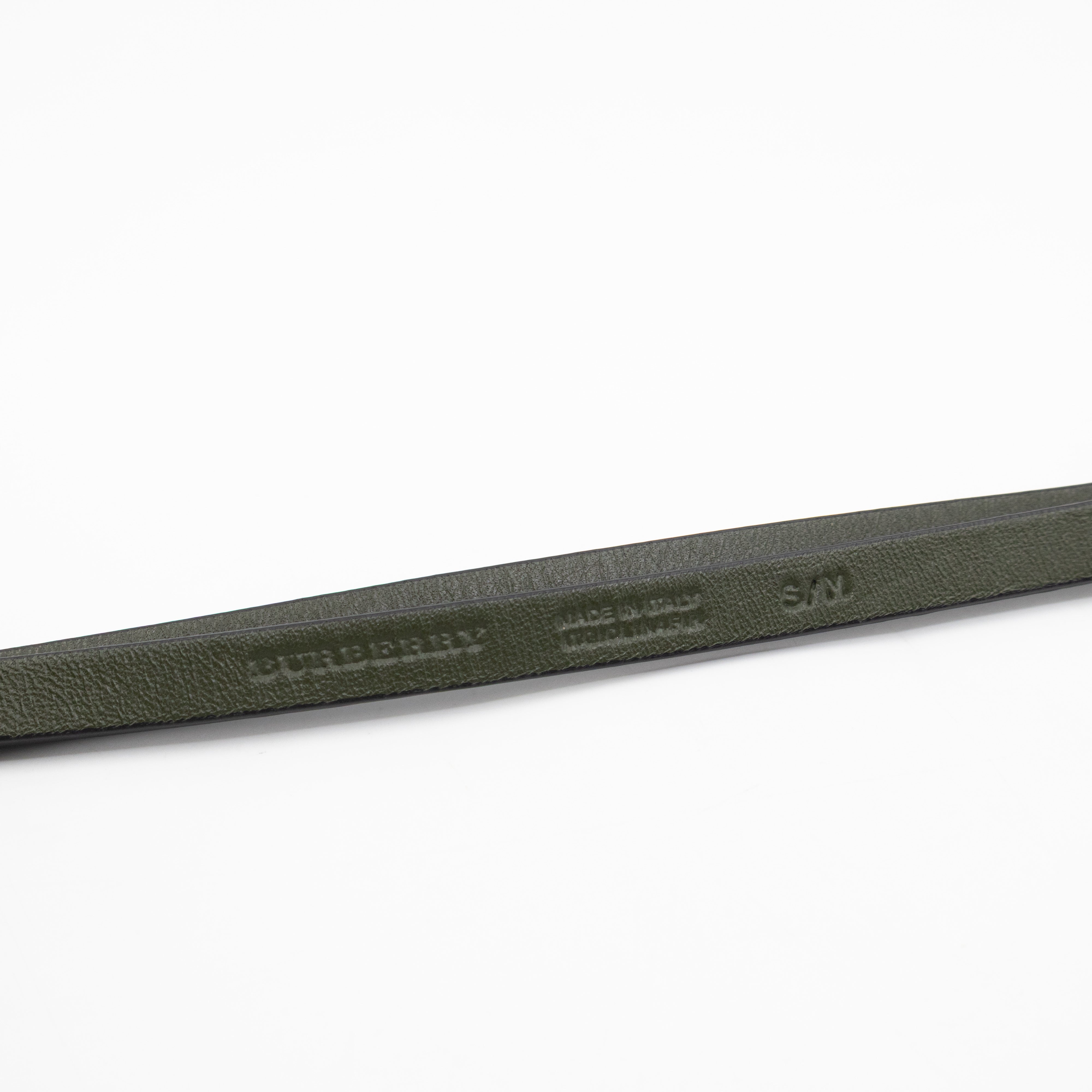 Grommet Detail Lambskin Belt Dark Olive