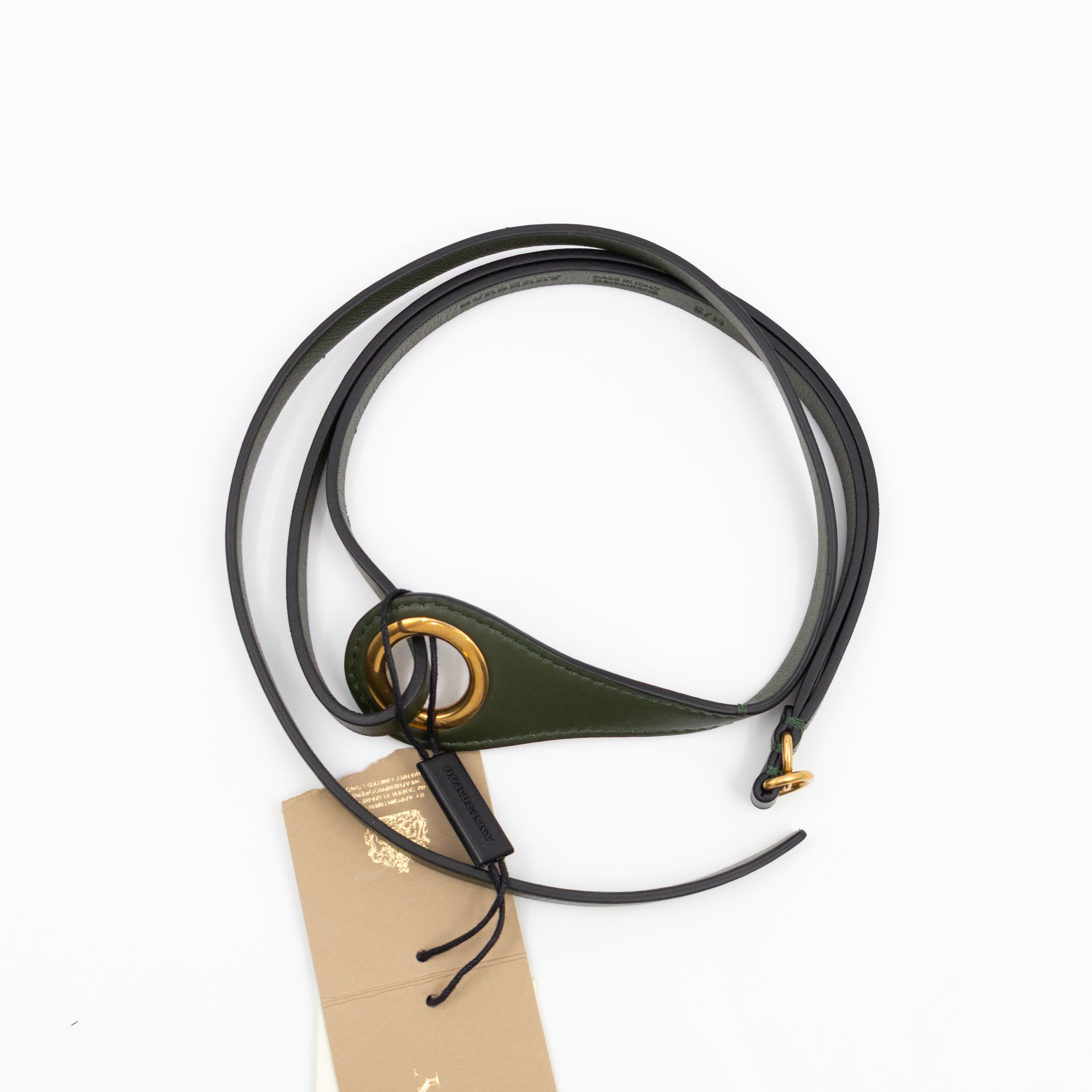 Grommet Detail Lambskin Belt Dark Olive