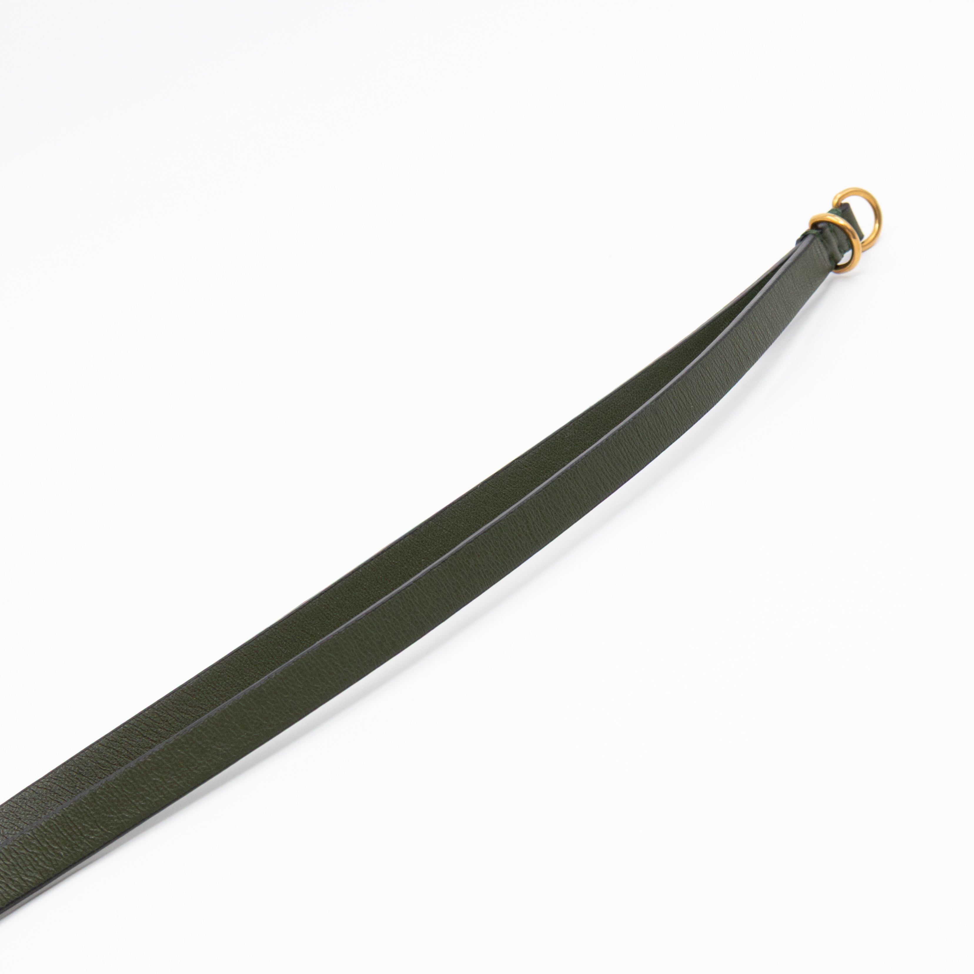 Grommet Detail Lambskin Belt Dark Olive