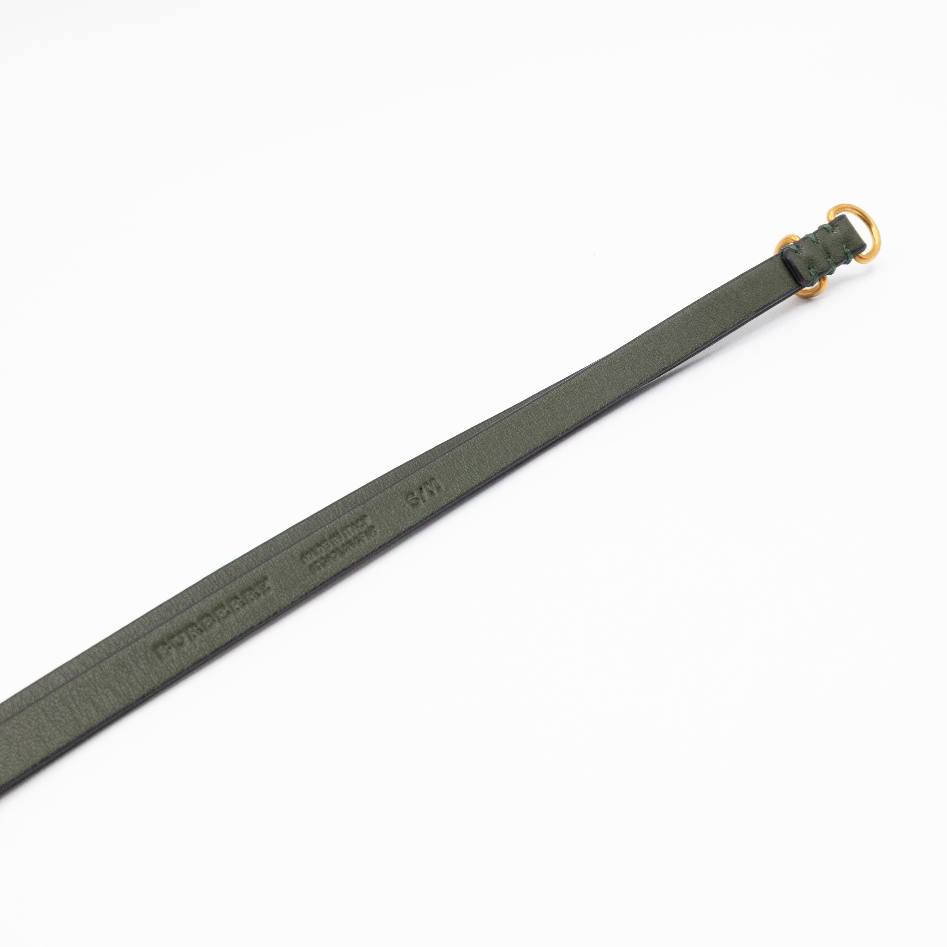 Grommet Detail Lambskin Belt Dark Olive