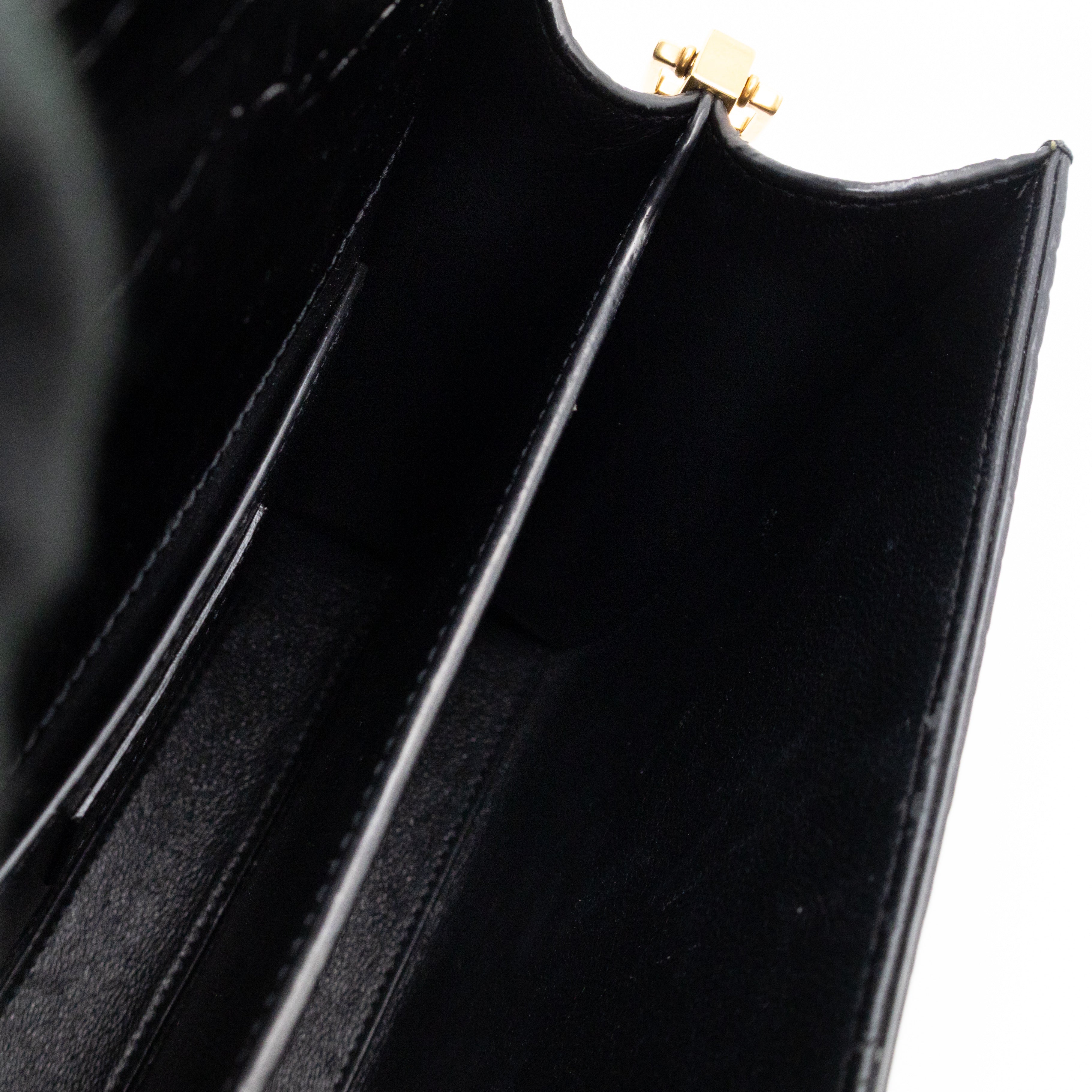 Cassandra Mini Top Handle Black Croc Embossed Leather