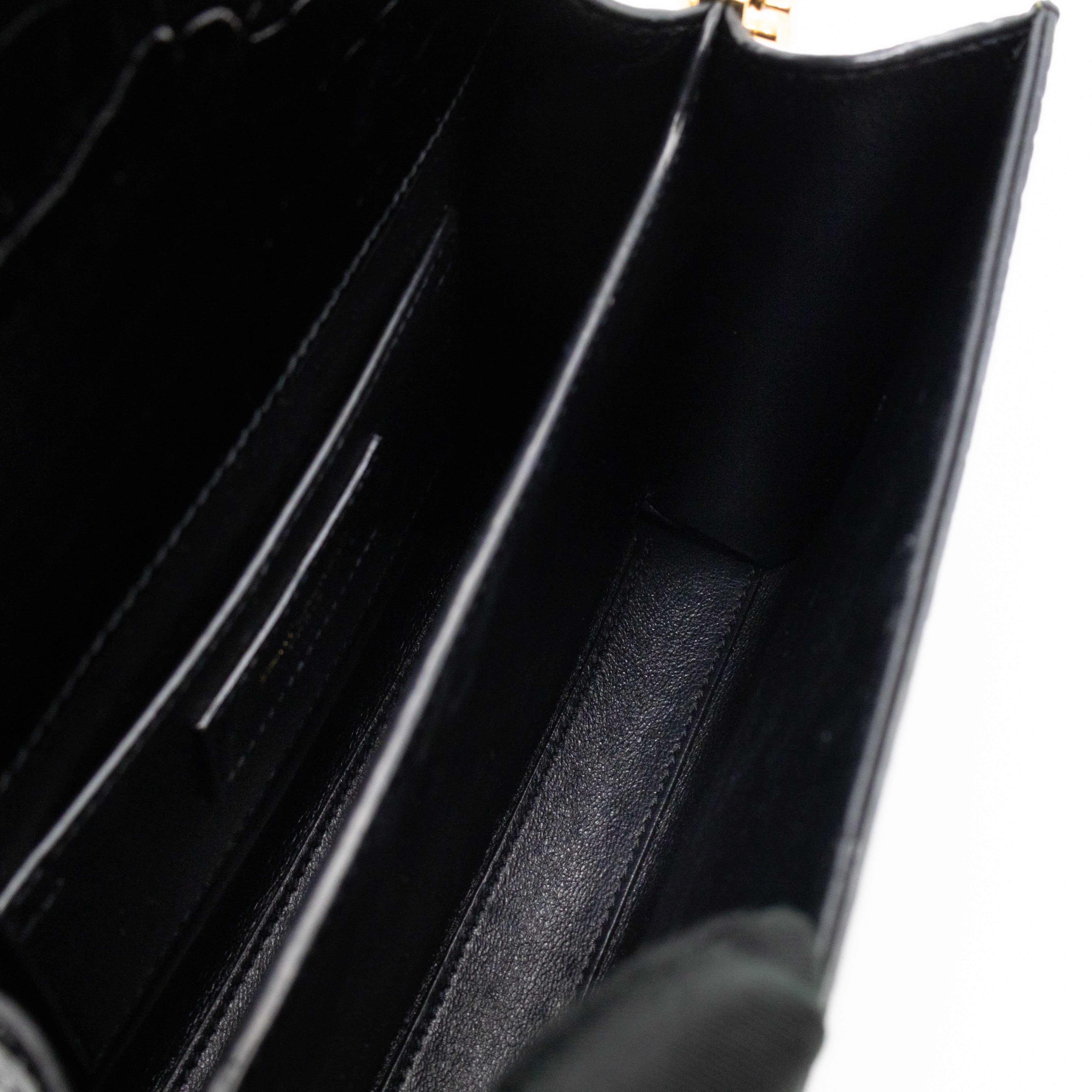 Cassandra Mini Top Handle Black Croc Embossed Leather