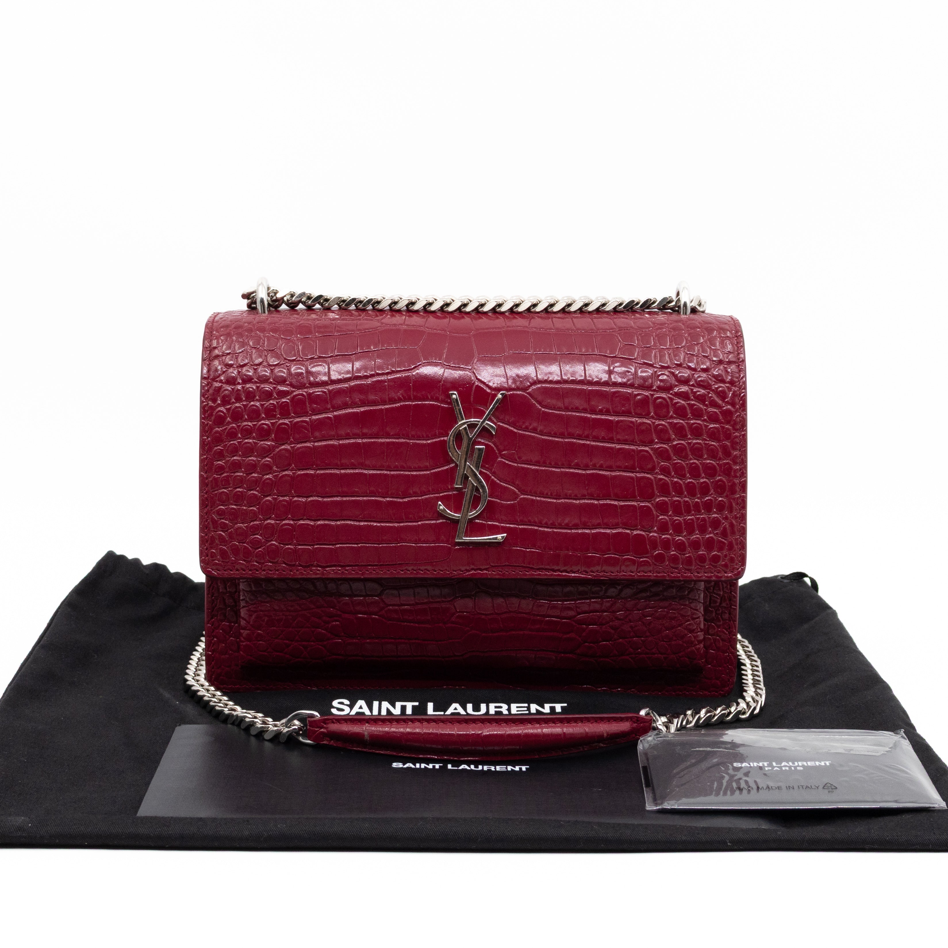 Sunset Medium Red Leather Croc Embossed