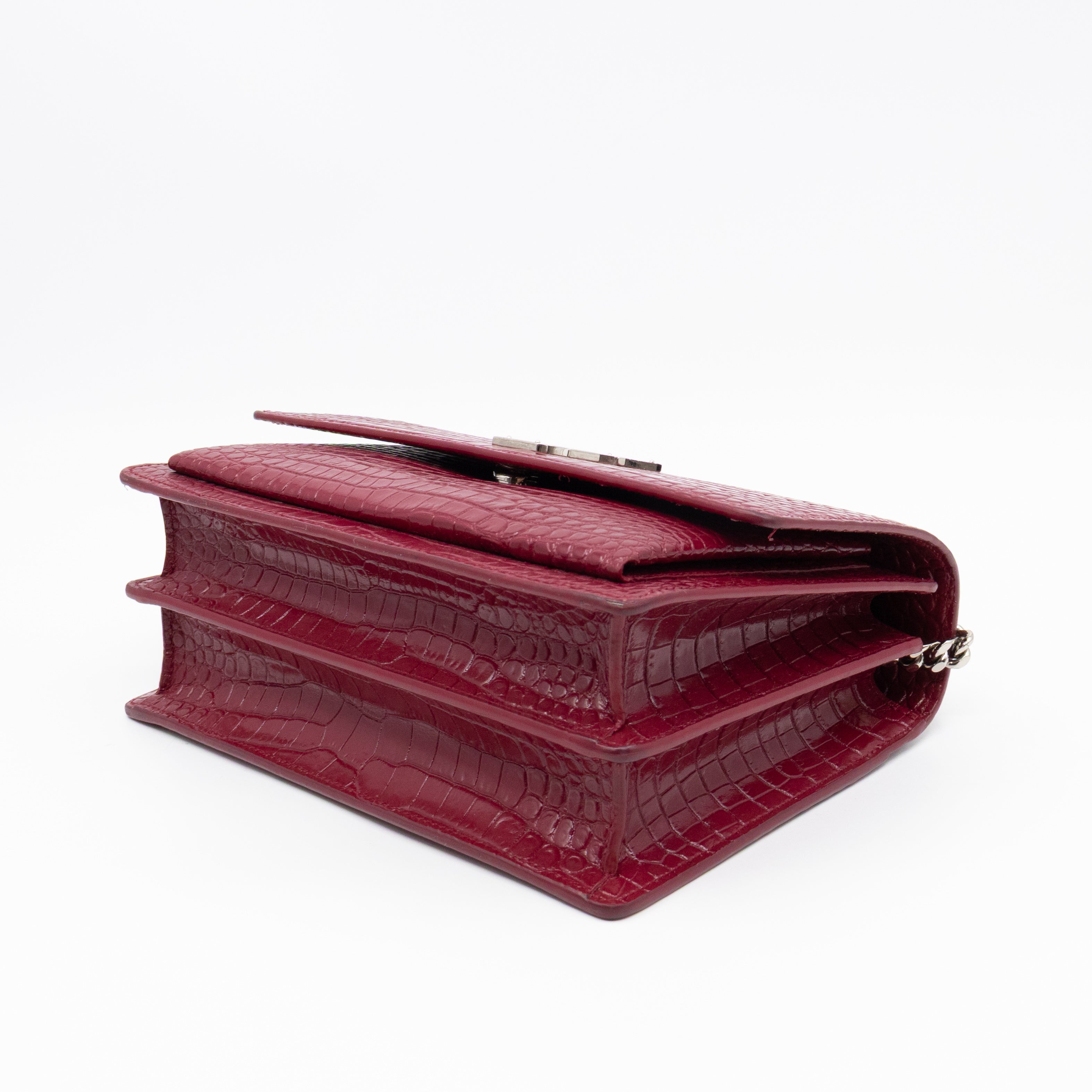 Sunset Medium Red Leather Croc Embossed