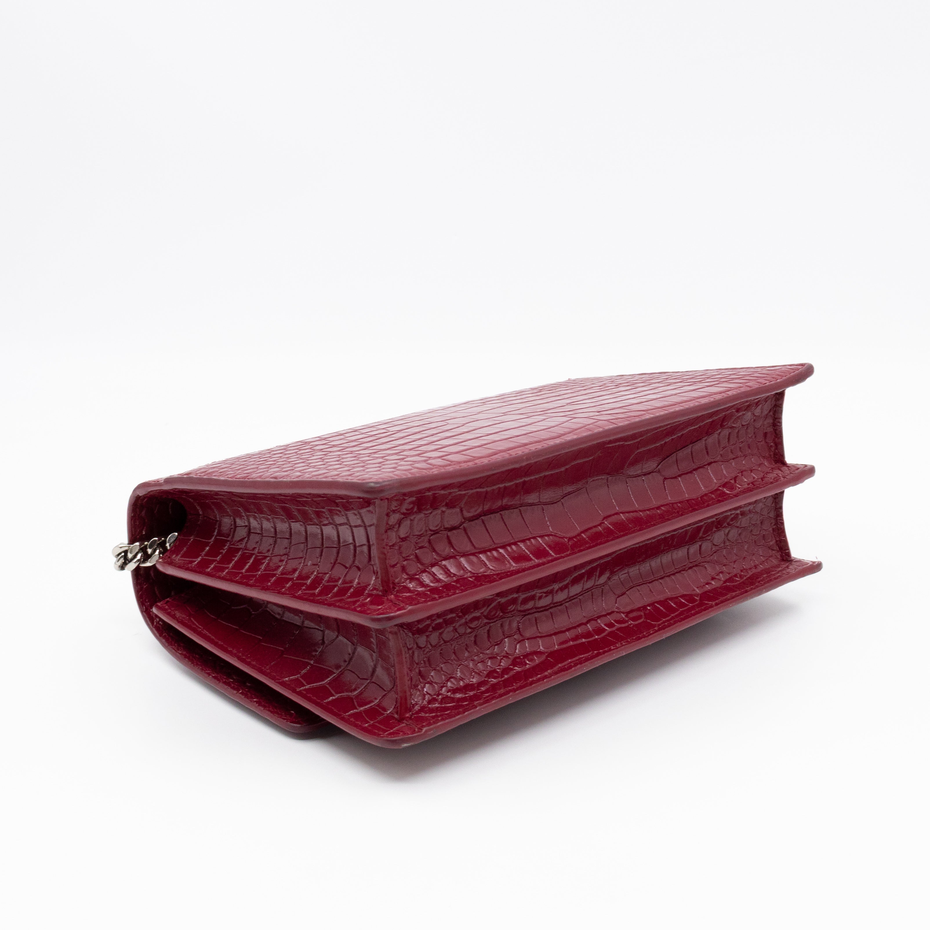 Sunset Medium Red Leather Croc Embossed