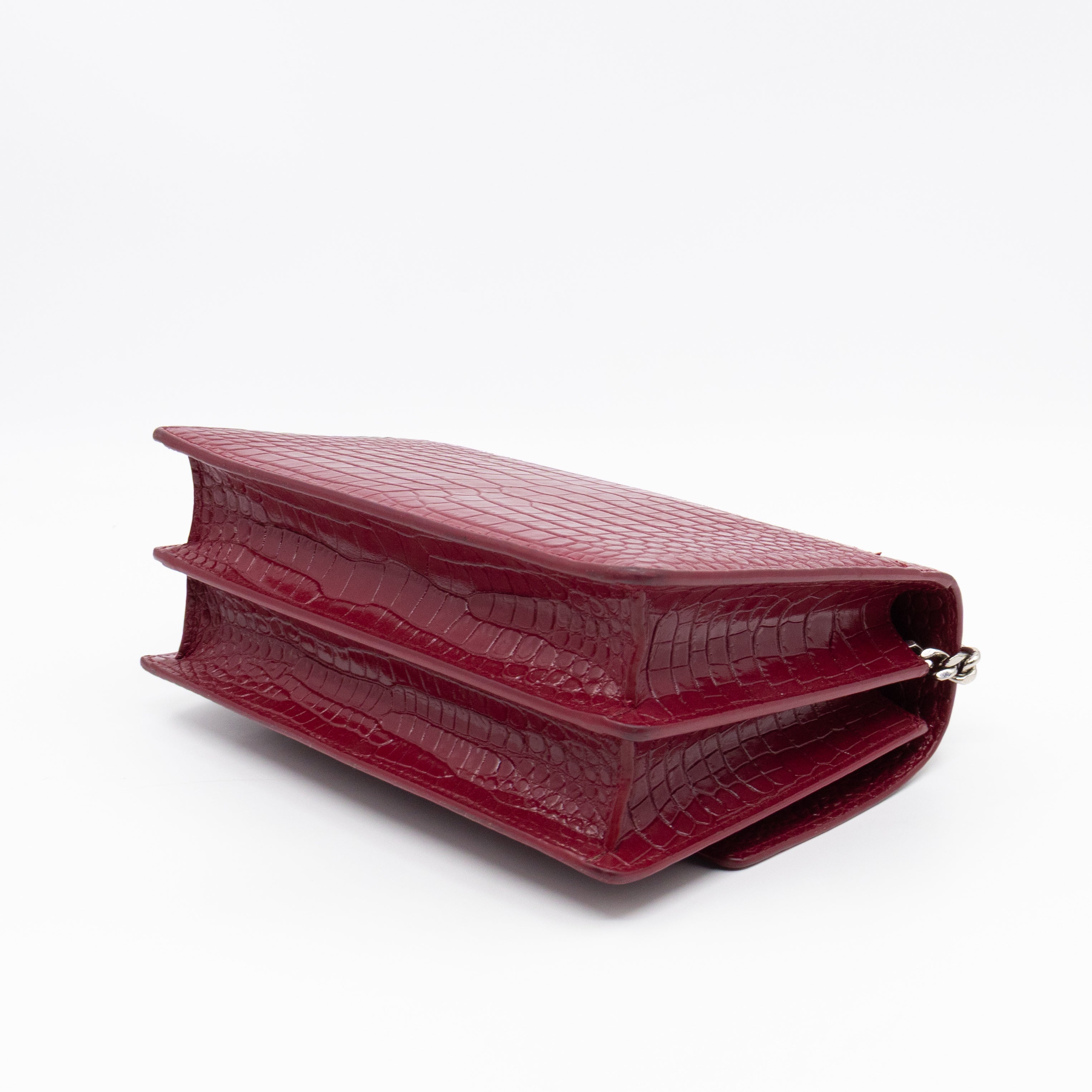 Sunset Medium Red Leather Croc Embossed