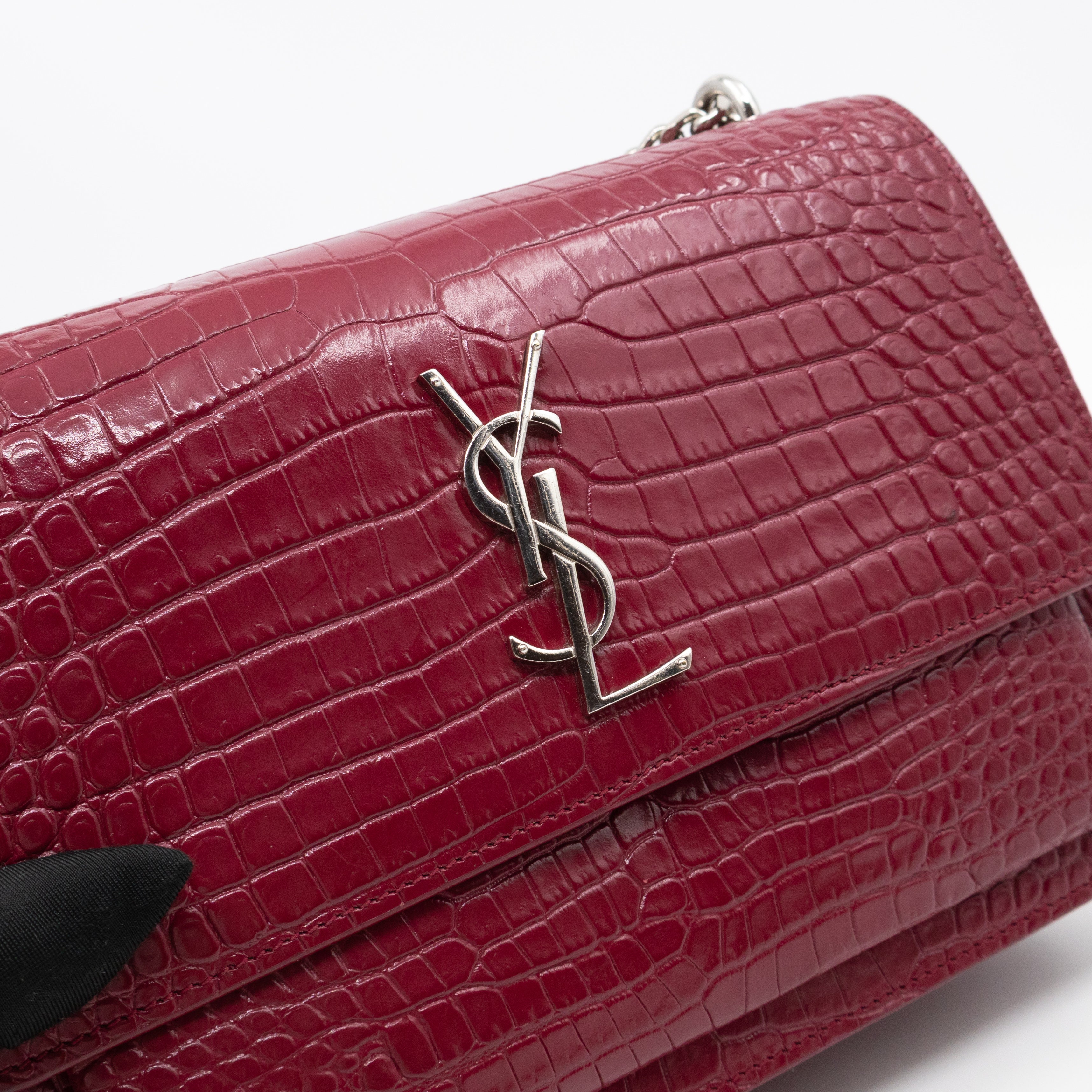 Sunset Medium Red Leather Croc Embossed