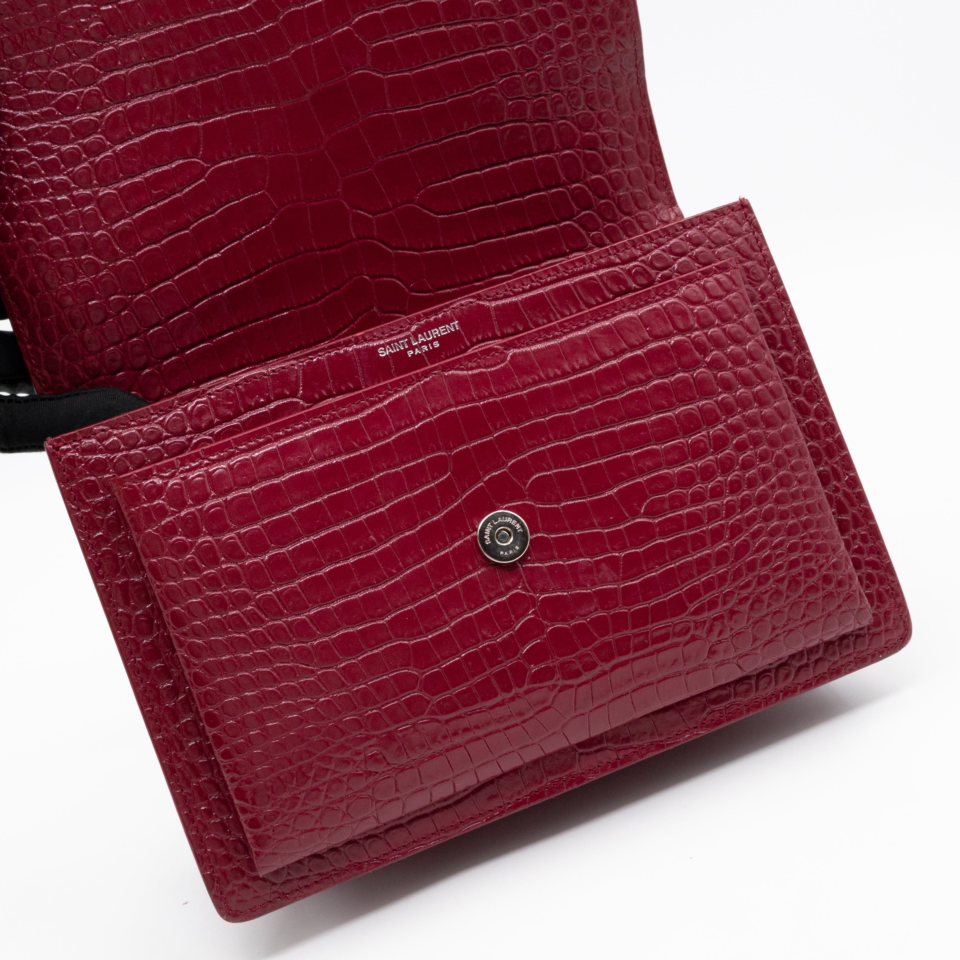 Sunset Medium Red Leather Croc Embossed