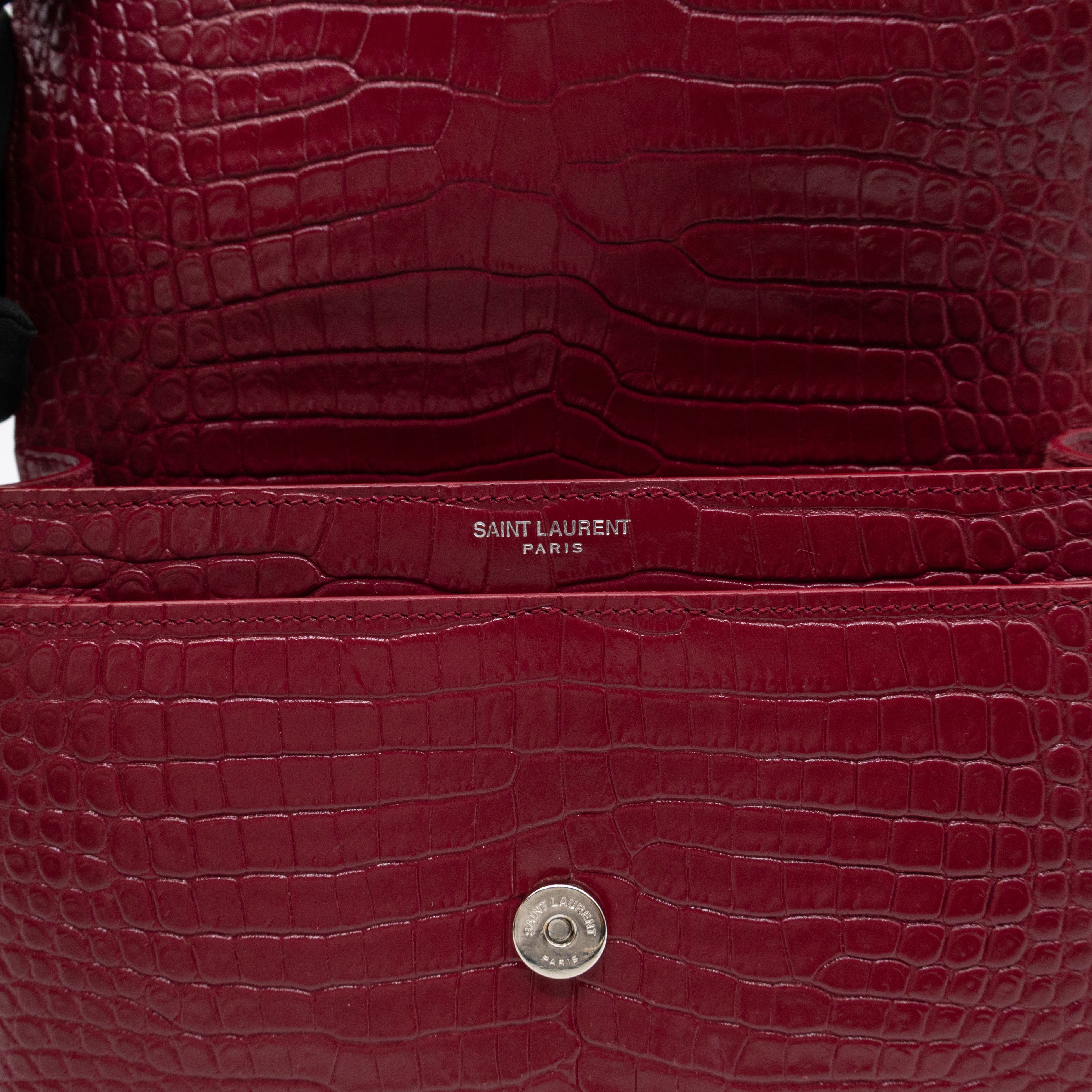 Sunset Medium Red Leather Croc Embossed